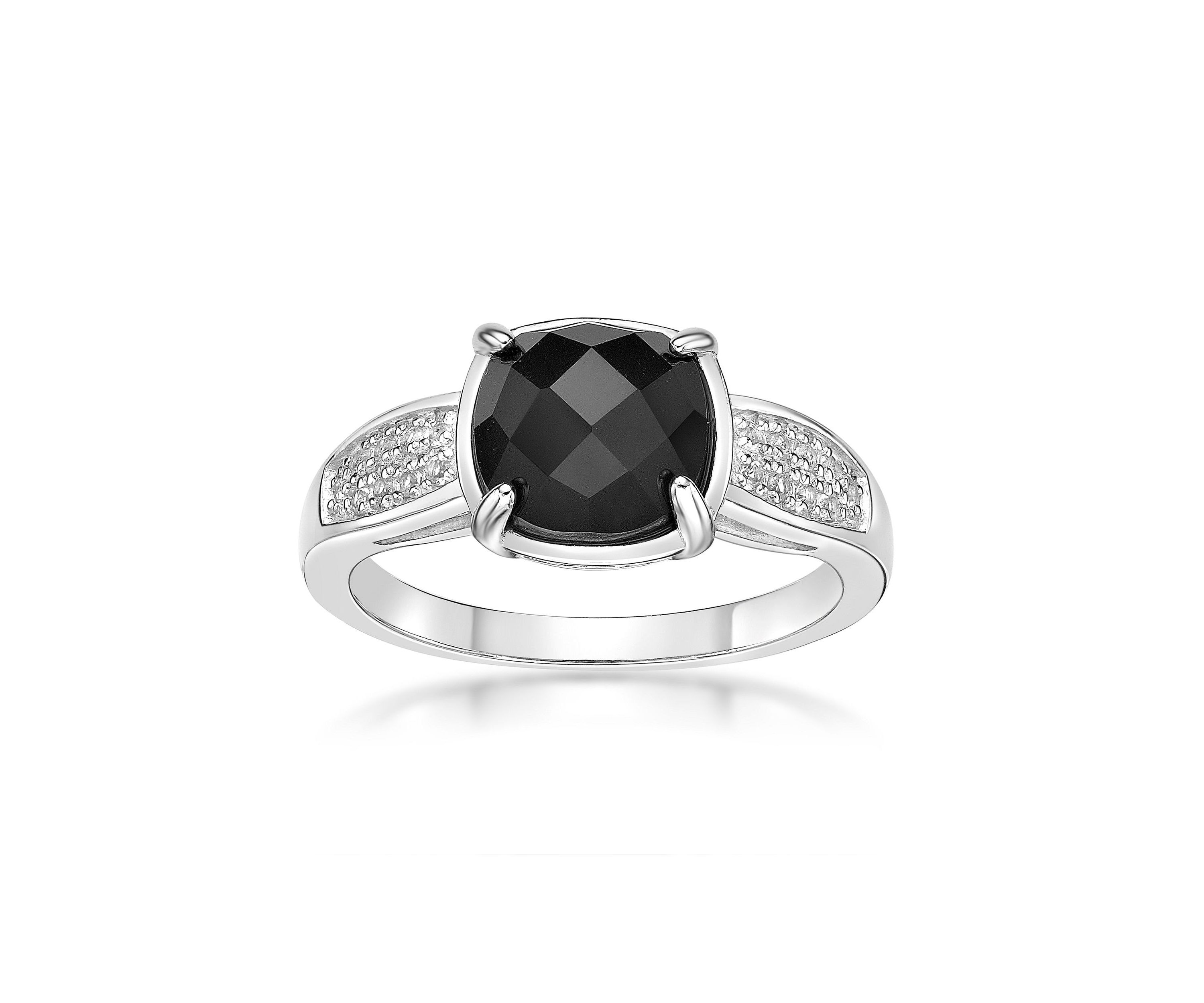 1.95 ct. t.w. Black Onyx and 1/5 ct. t.w. White Topaz Ring in Sterling Silver