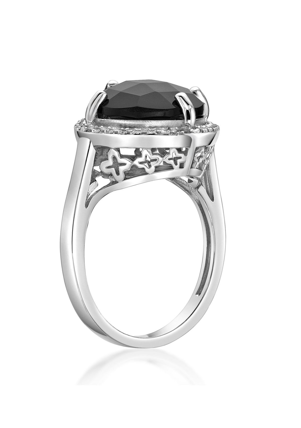 6.25 ct. t.w. Black Onyx and 1/3 ct. t.w. Lab-Created White Sapphire Ring in Sterling Silver