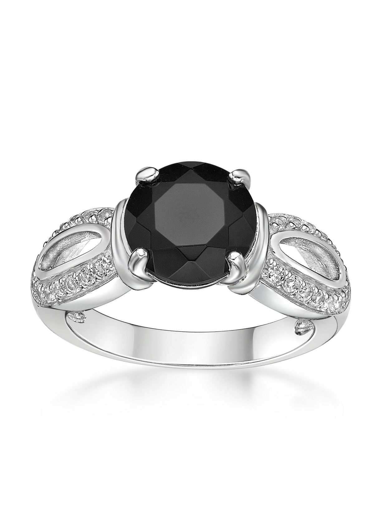 2 ct. t.w. Black Onyx and 1/4 ct. t.w. White Topaz Ring in Sterling Silver