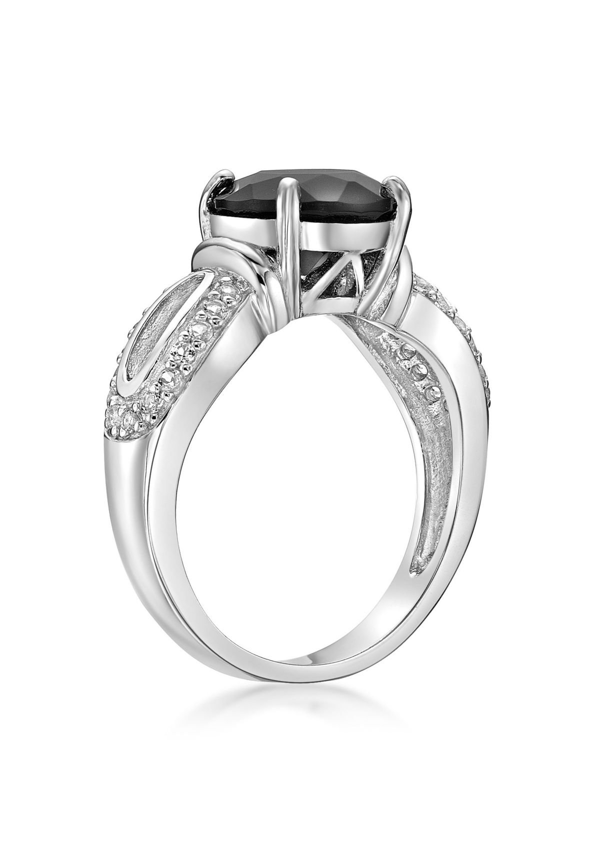 2 ct. t.w. Black Onyx and 1/4 ct. t.w. White Topaz Ring in Sterling Silver