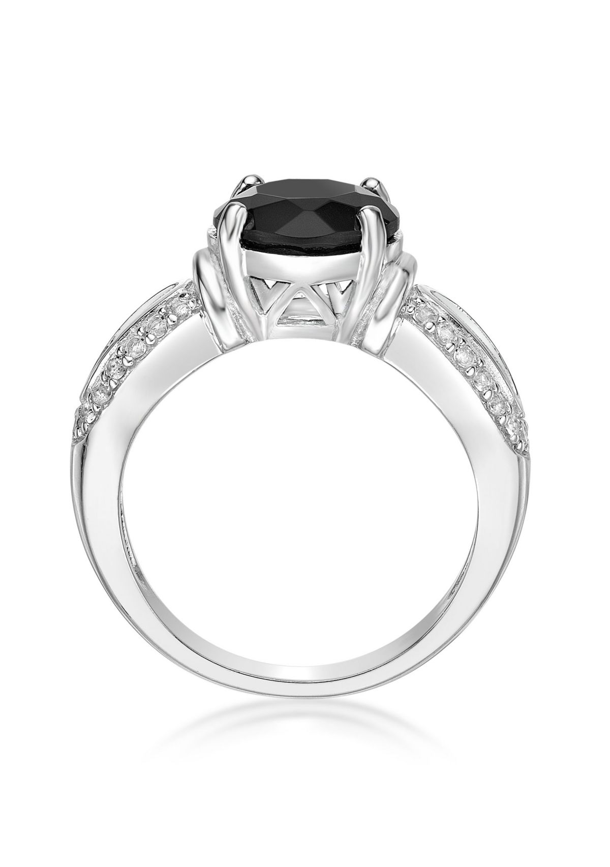 2 ct. t.w. Black Onyx and 1/4 ct. t.w. White Topaz Ring in Sterling Silver