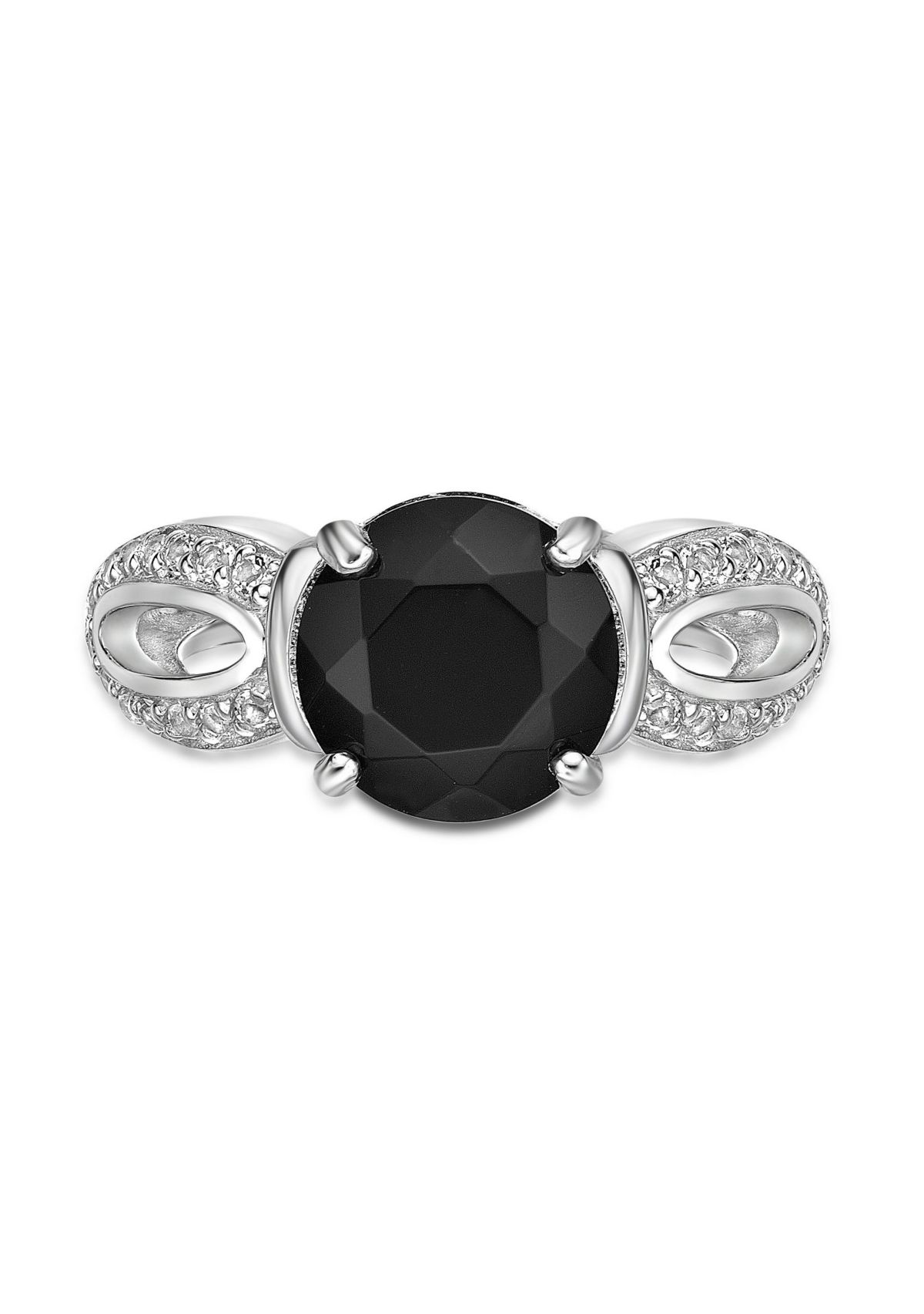 2 ct. t.w. Black Onyx and 1/4 ct. t.w. White Topaz Ring in Sterling Silver