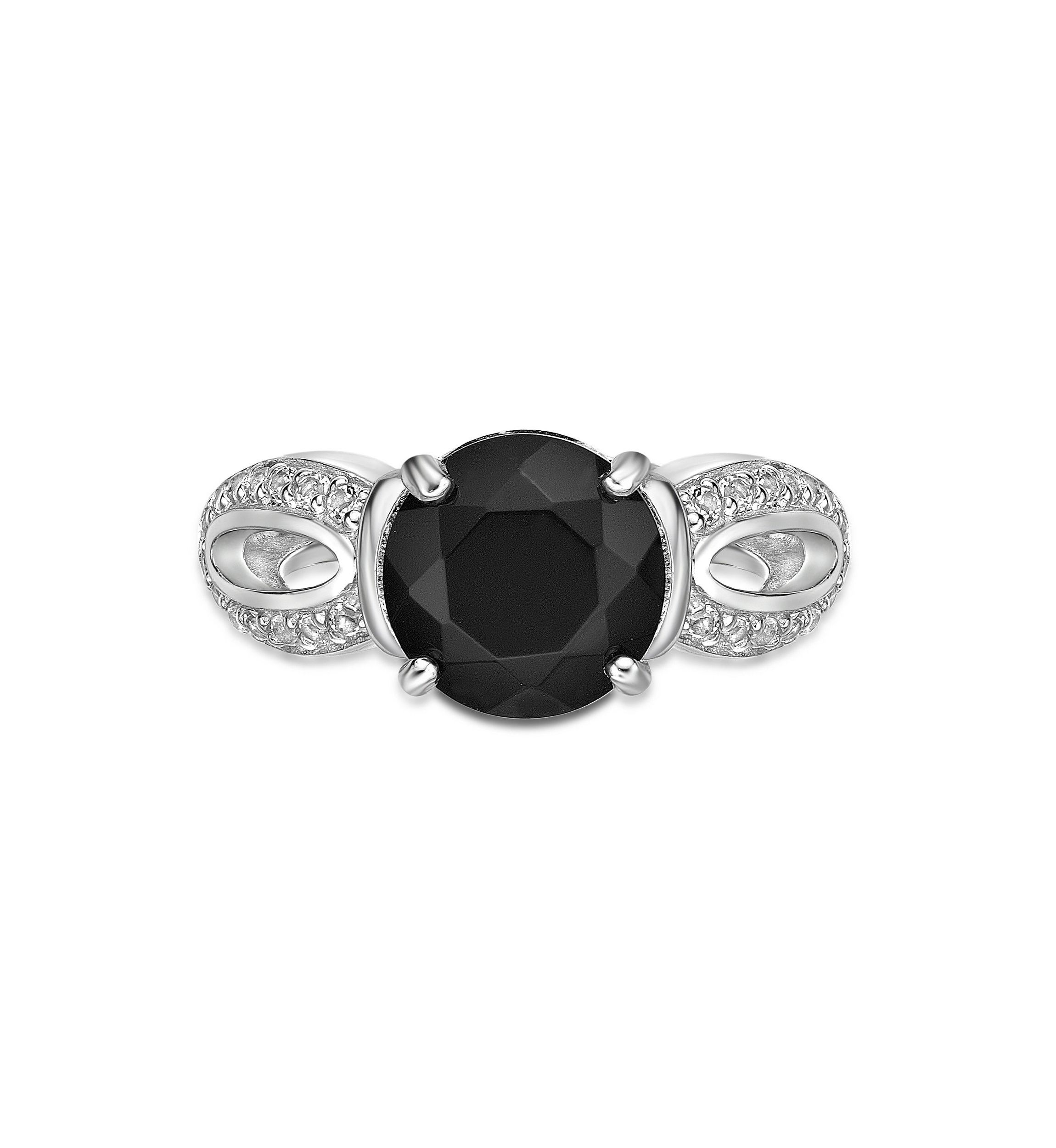 2 ct. t.w. Black Onyx and 1/4 ct. t.w. White Topaz Ring in Sterling Silver