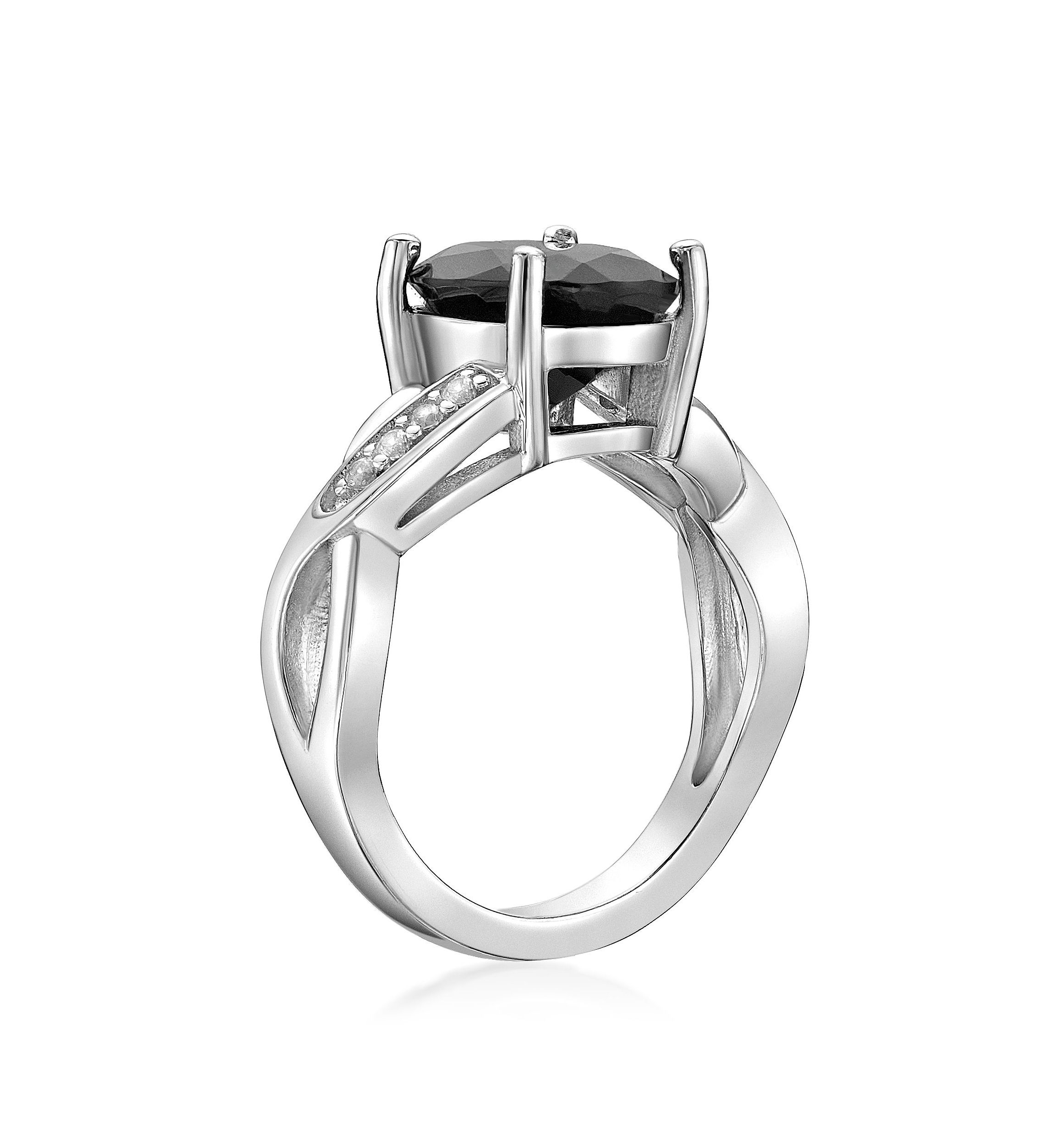 2.7 ct. t.w. Black Onyx and Lab-Created White Sapphire Accent Ring in Sterling Silver