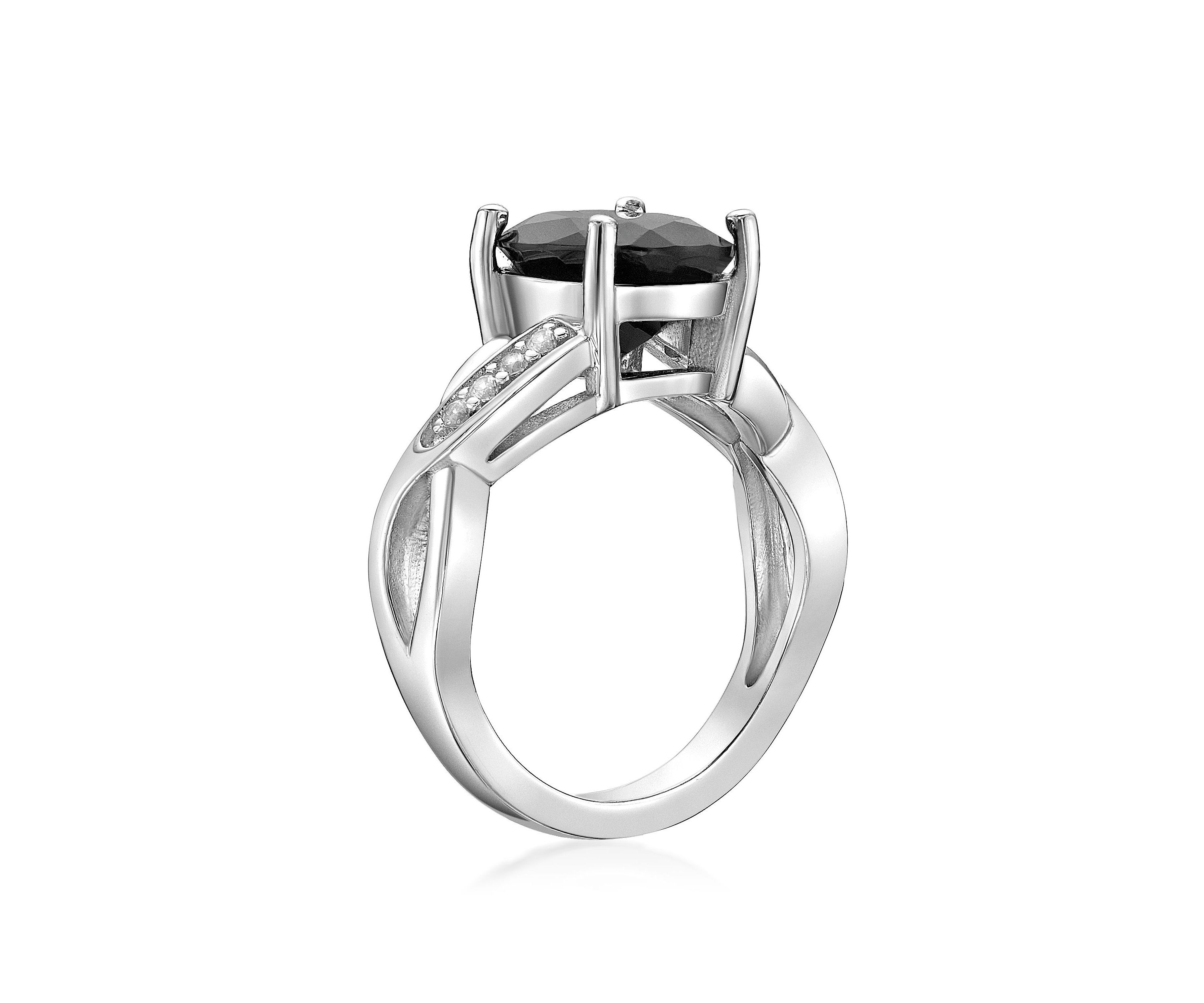 2.7 ct. t.w. Black Onyx and Lab-Created White Sapphire Accent Ring in Sterling Silver