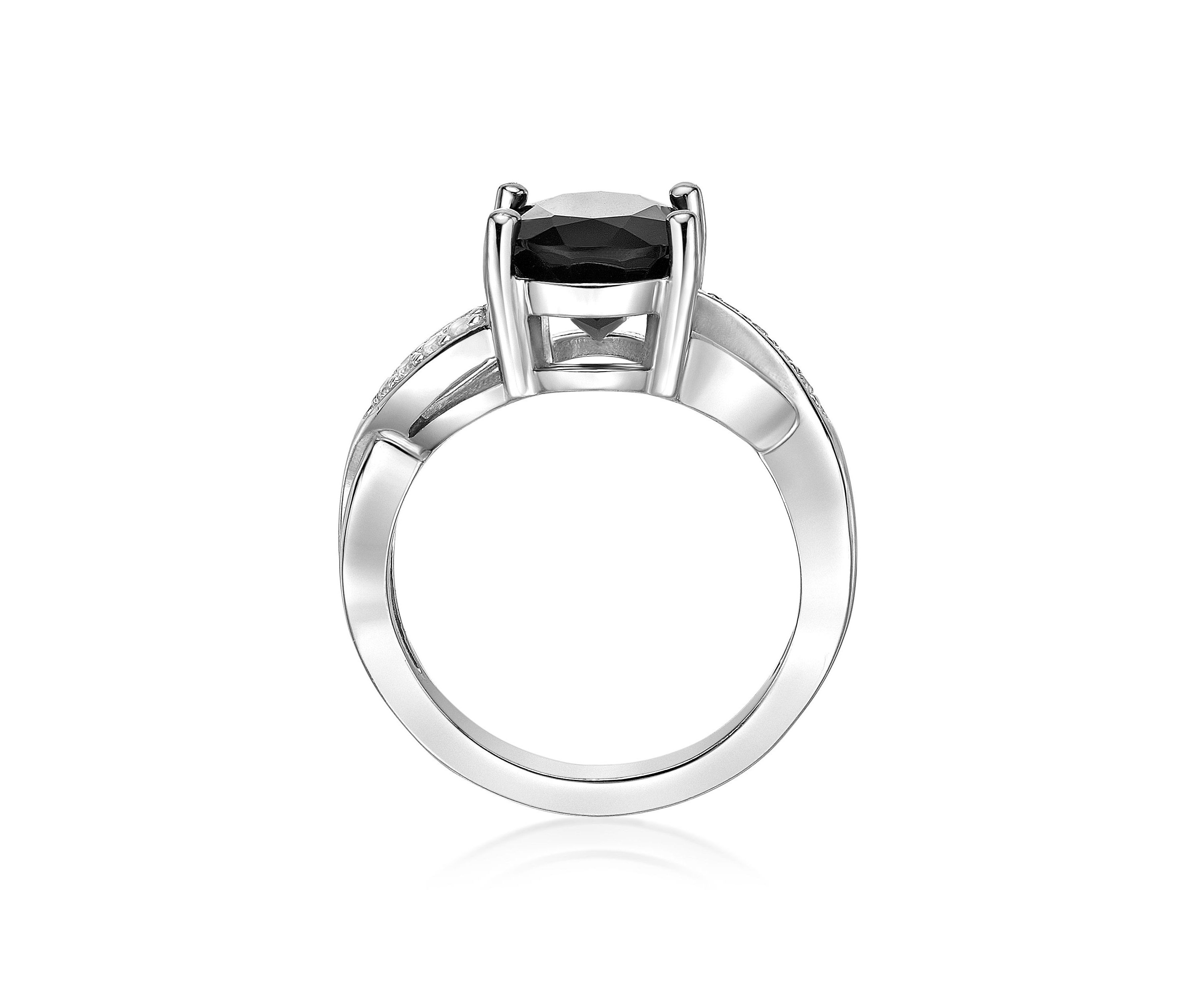 2.7 ct. t.w. Black Onyx and Lab-Created White Sapphire Accent Ring in Sterling Silver