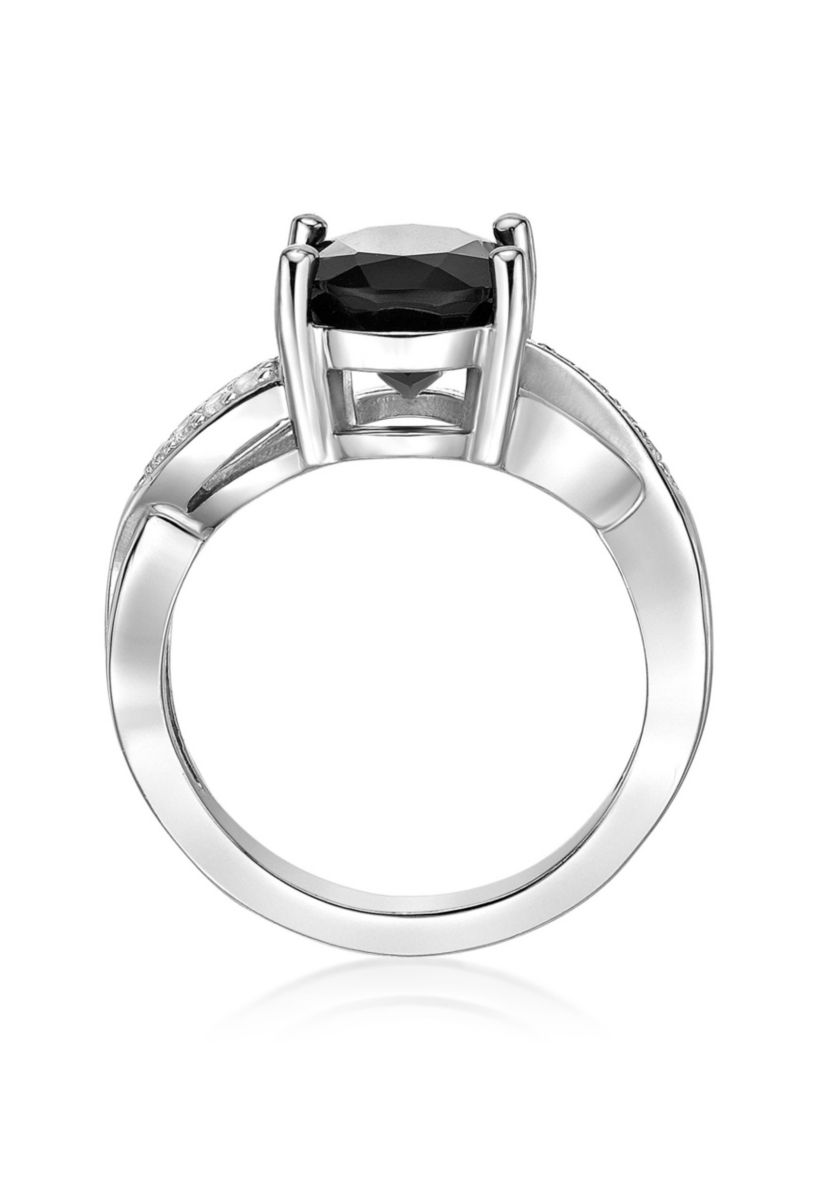 2.7 ct. t.w. Black Onyx and Lab-Created White Sapphire Accent Ring in Sterling Silver