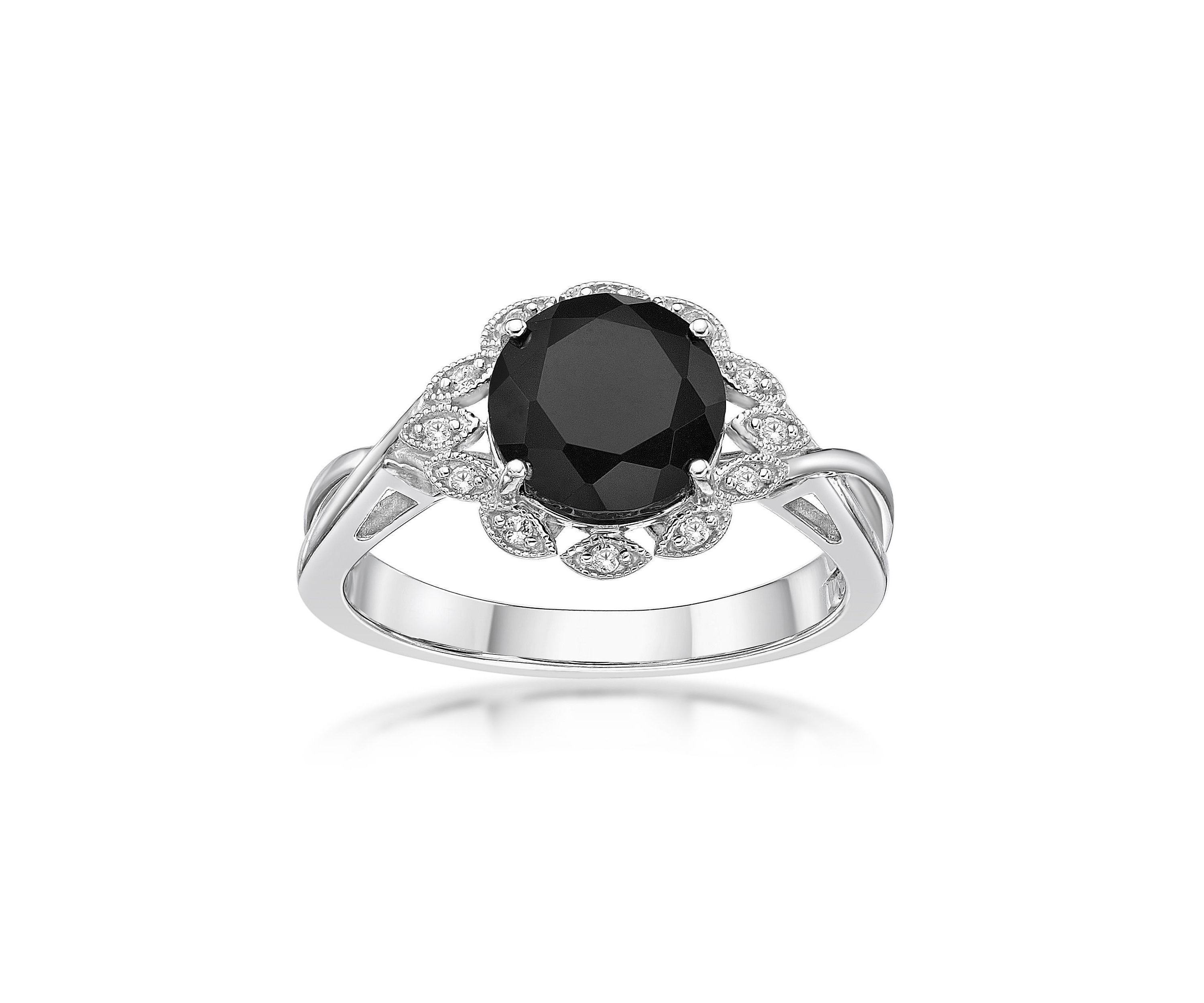 1.9 ct. t.w. Black Onyx and 1/10 ct. t.w. White Topaz Ring in Sterling Silver