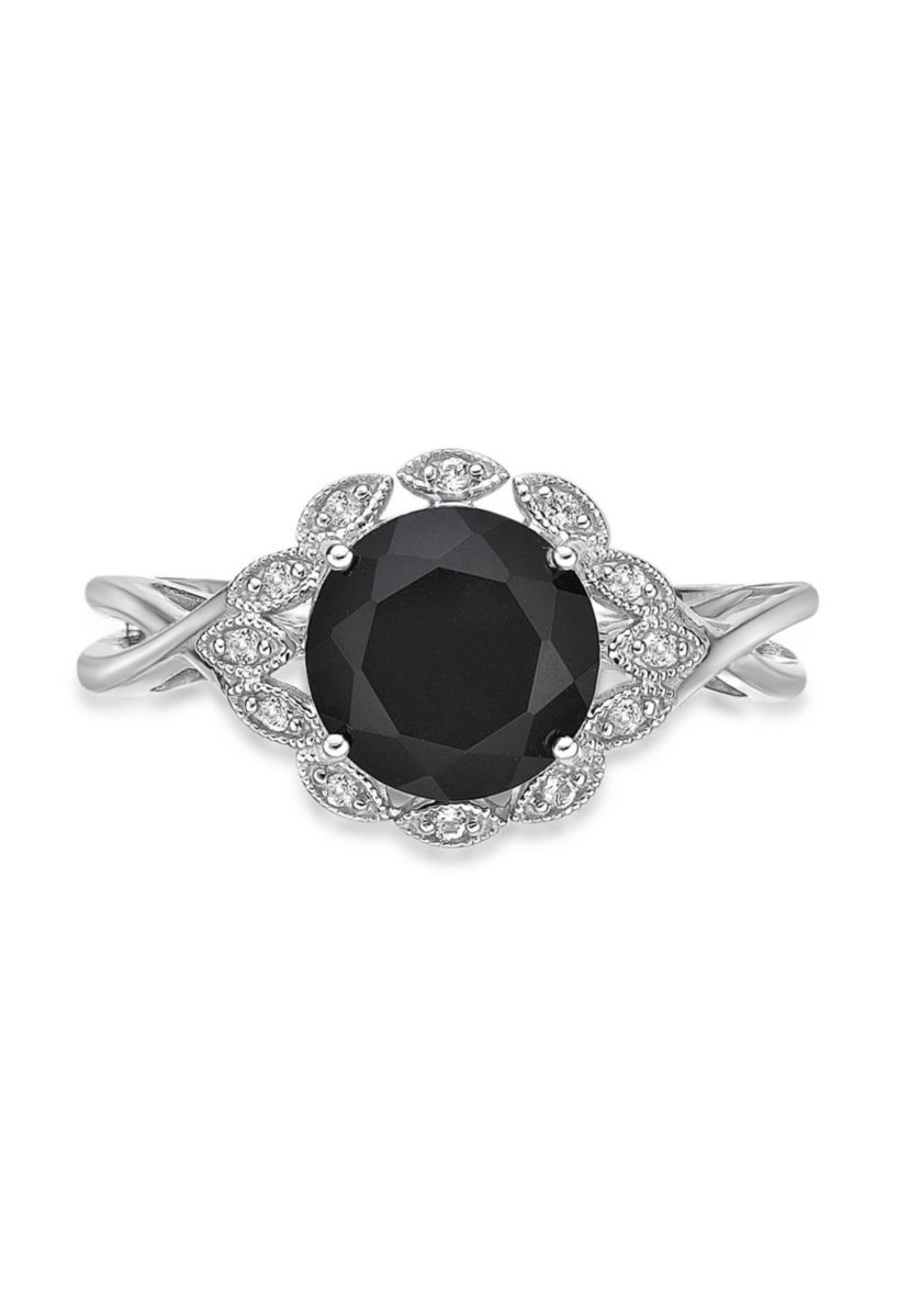 1.9 ct. t.w. Black Onyx and 1/10 ct. t.w. White Topaz Ring in Sterling Silver