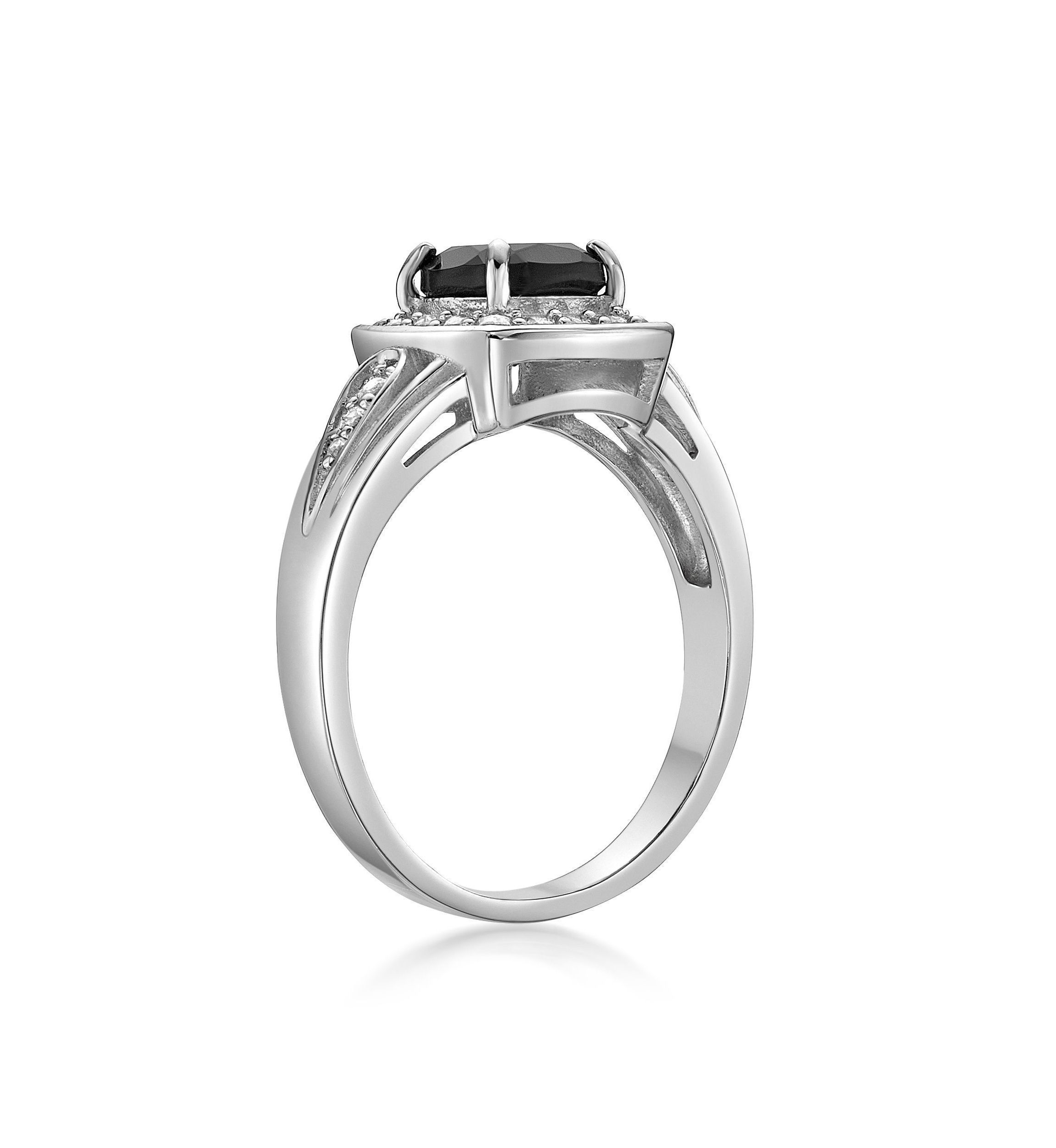 0.79 ct. t.w. Black Onyx and 1/3 ct. t.w. White Topaz Ring in Sterling Silver