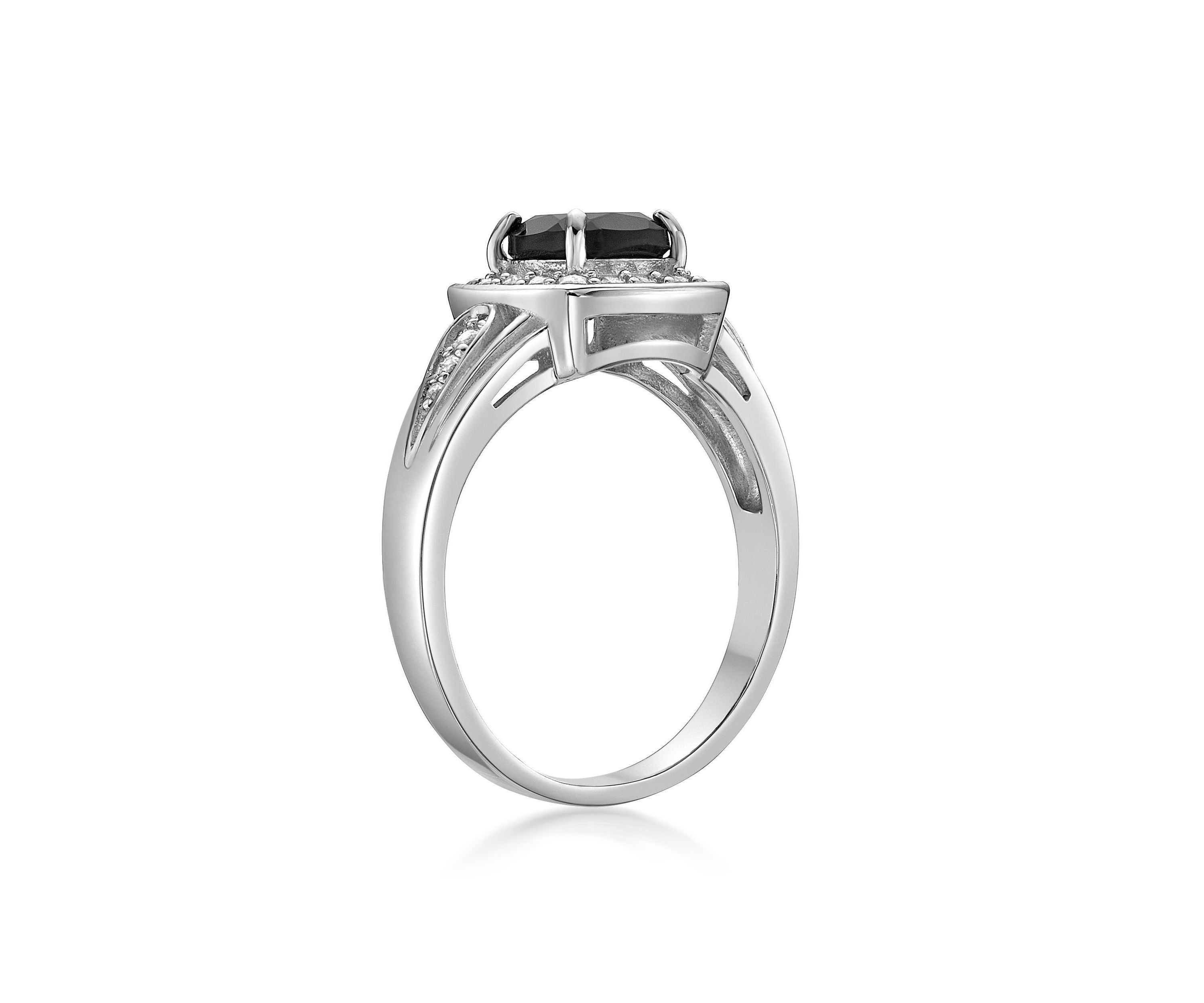 0.79 ct. t.w. Black Onyx and 1/3 ct. t.w. White Topaz Ring in Sterling Silver