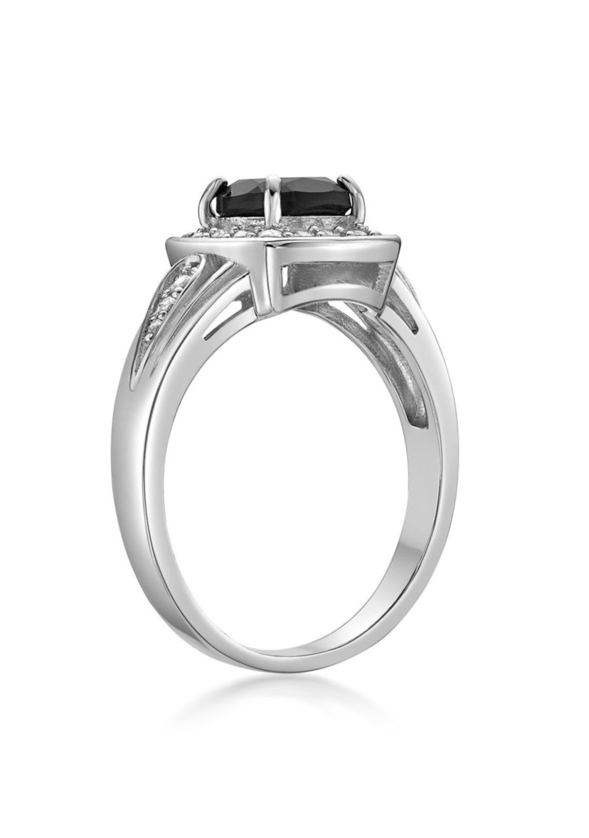 0.79 ct. t.w. Black Onyx and 1/3 ct. t.w. White Topaz Ring in Sterling Silver