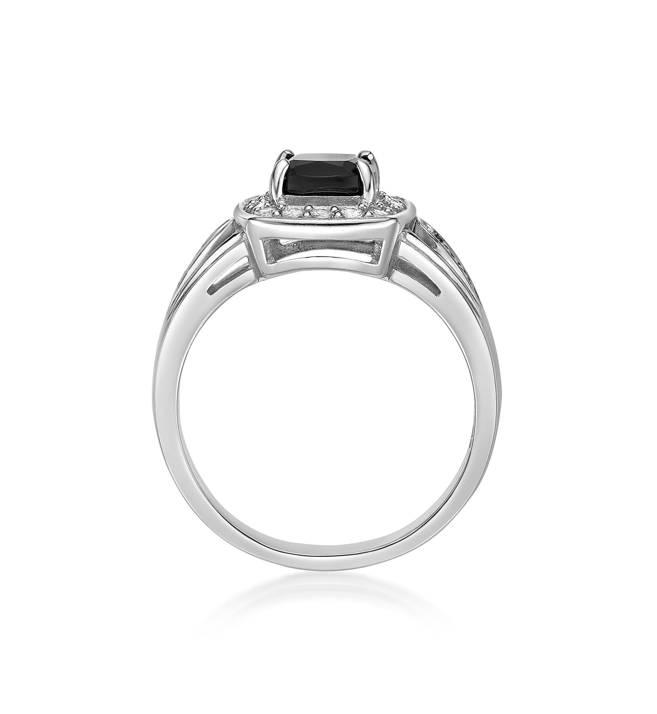 0.79 ct. t.w. Black Onyx and 1/3 ct. t.w. White Topaz Ring in Sterling Silver
