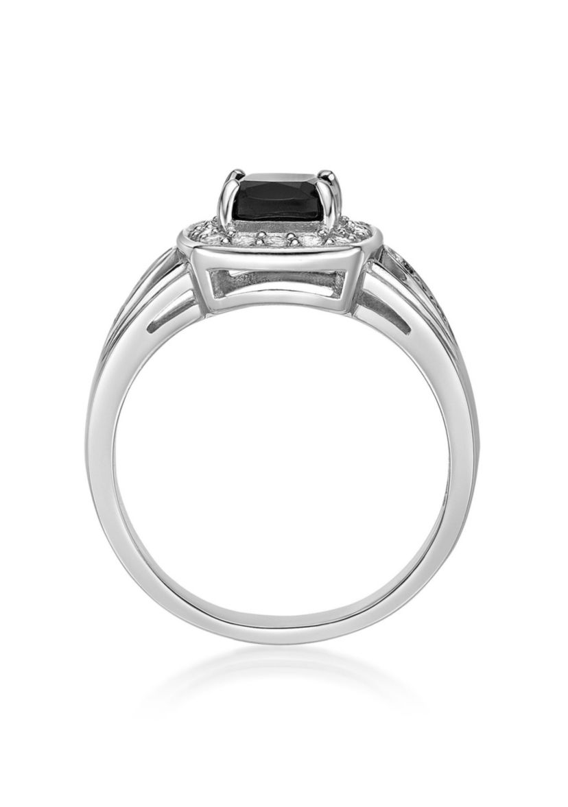 0.79 ct. t.w. Black Onyx and 1/3 ct. t.w. White Topaz Ring in Sterling Silver
