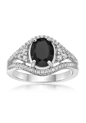 Belk & Co 1.6 Ct. T.w. Black Onyx And 5/8 Ct. T.w. White Topaz Ring In Sterling Silver