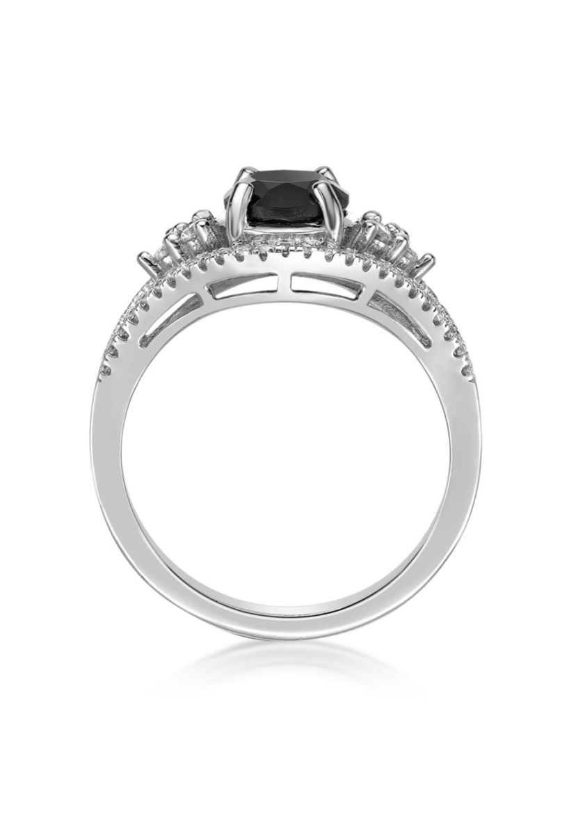 1.6 ct. t.w. Black Onyx and 5/8 ct. t.w. White Topaz Ring in Sterling Silver