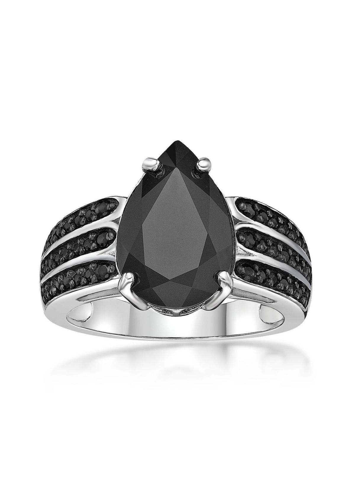 3.4 ct. t.w. Black Onyx and 1/2 ct. t.w. Black Spinel Ring in Sterling Silver