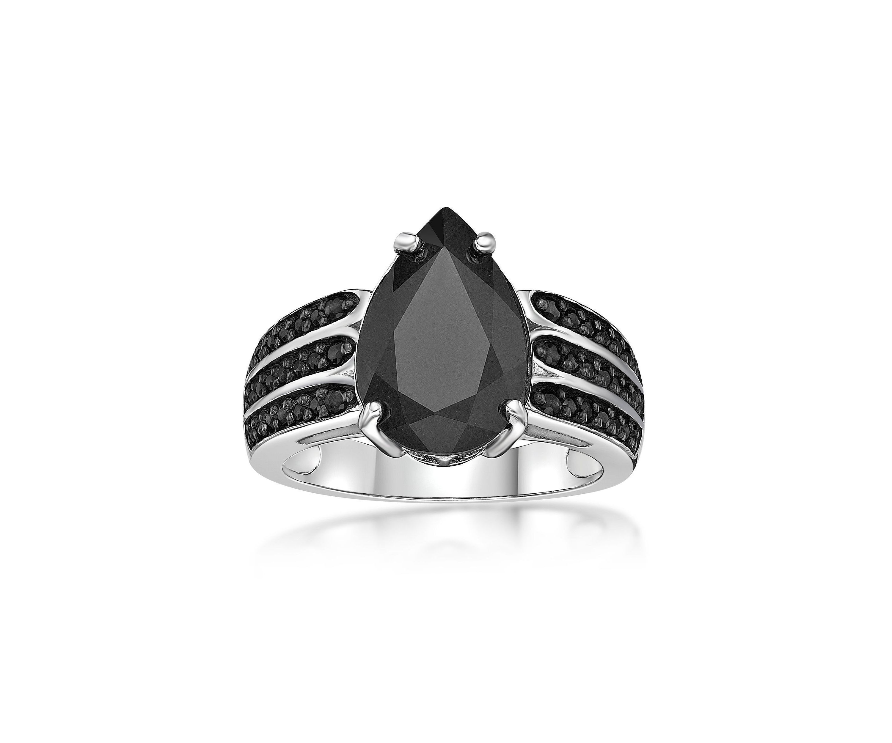 3.4 ct. t.w. Black Onyx and 1/2 ct. t.w. Black Spinel Ring in Sterling Silver