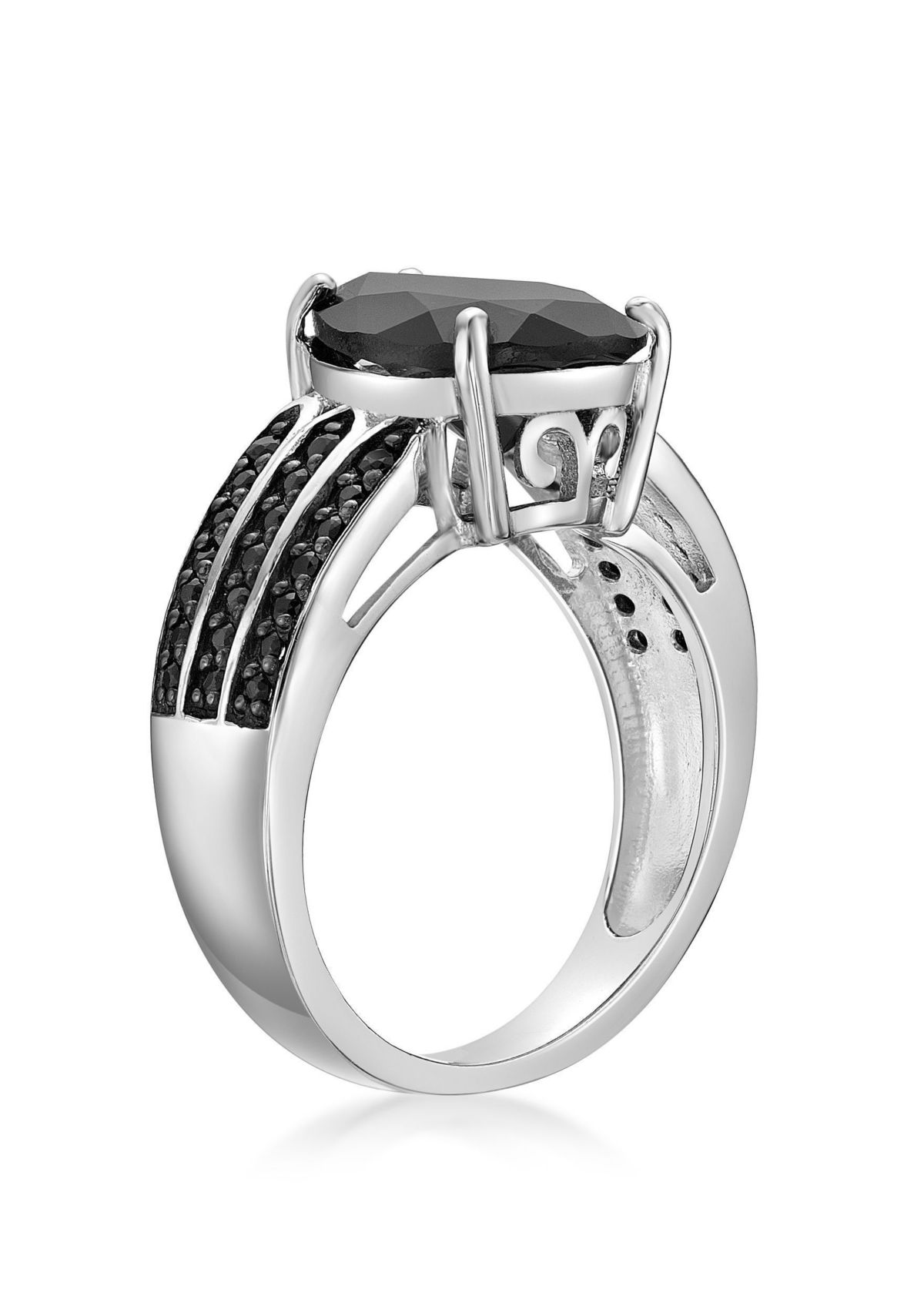 3.4 ct. t.w. Black Onyx and 1/2 ct. t.w. Black Spinel Ring in Sterling Silver