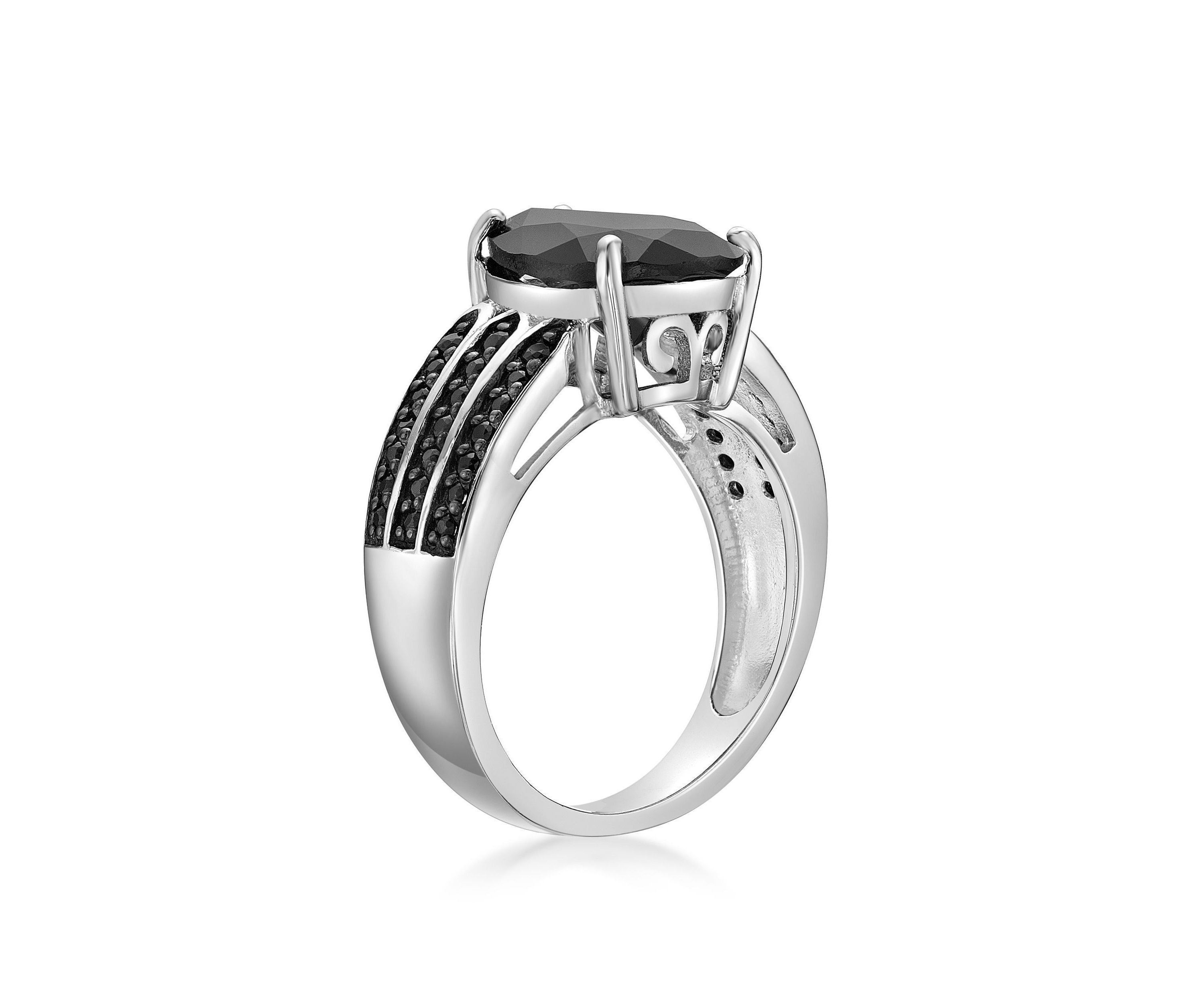 3.4 ct. t.w. Black Onyx and 1/2 ct. t.w. Black Spinel Ring in Sterling Silver