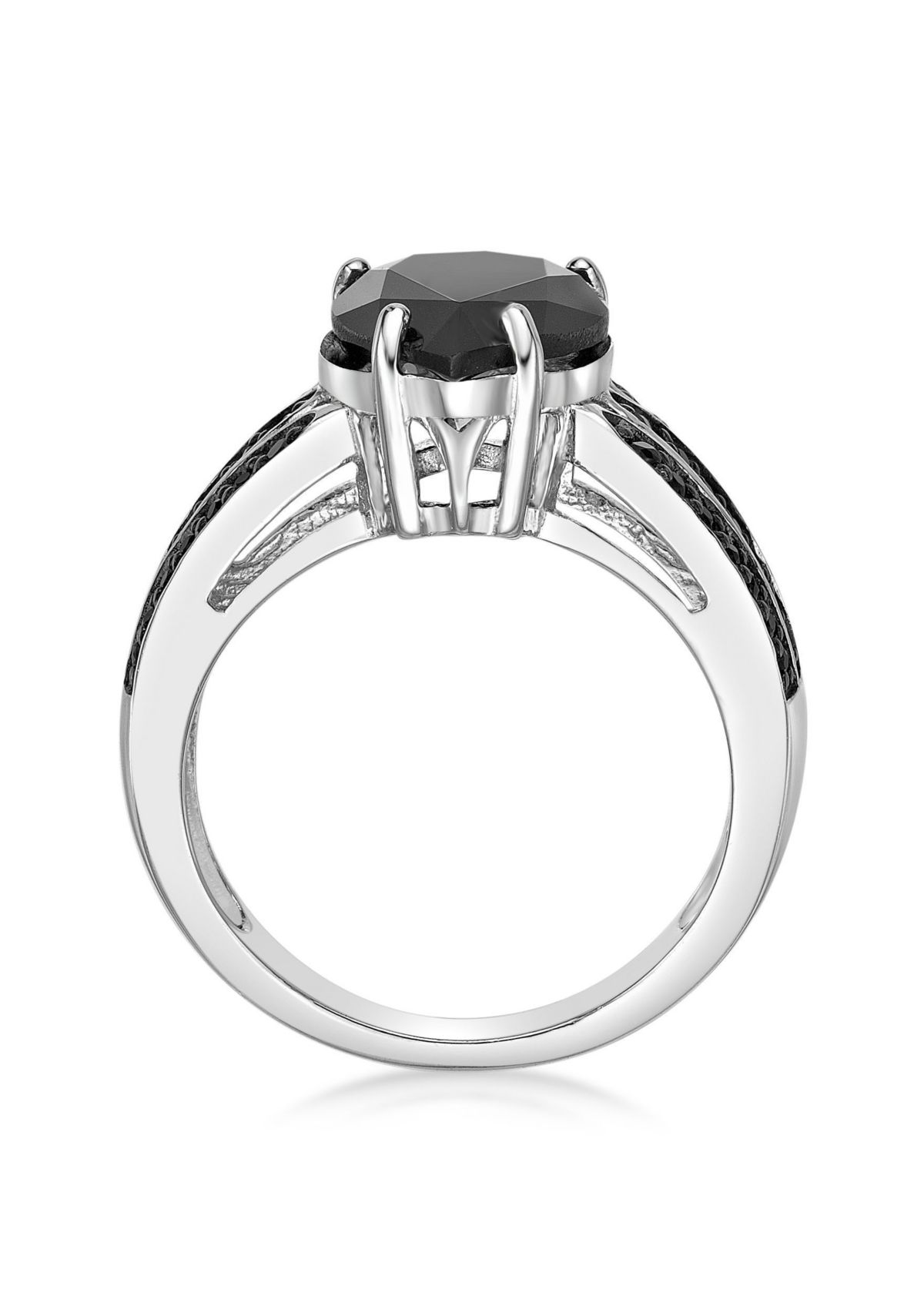 3.4 ct. t.w. Black Onyx and 1/2 ct. t.w. Black Spinel Ring in Sterling Silver