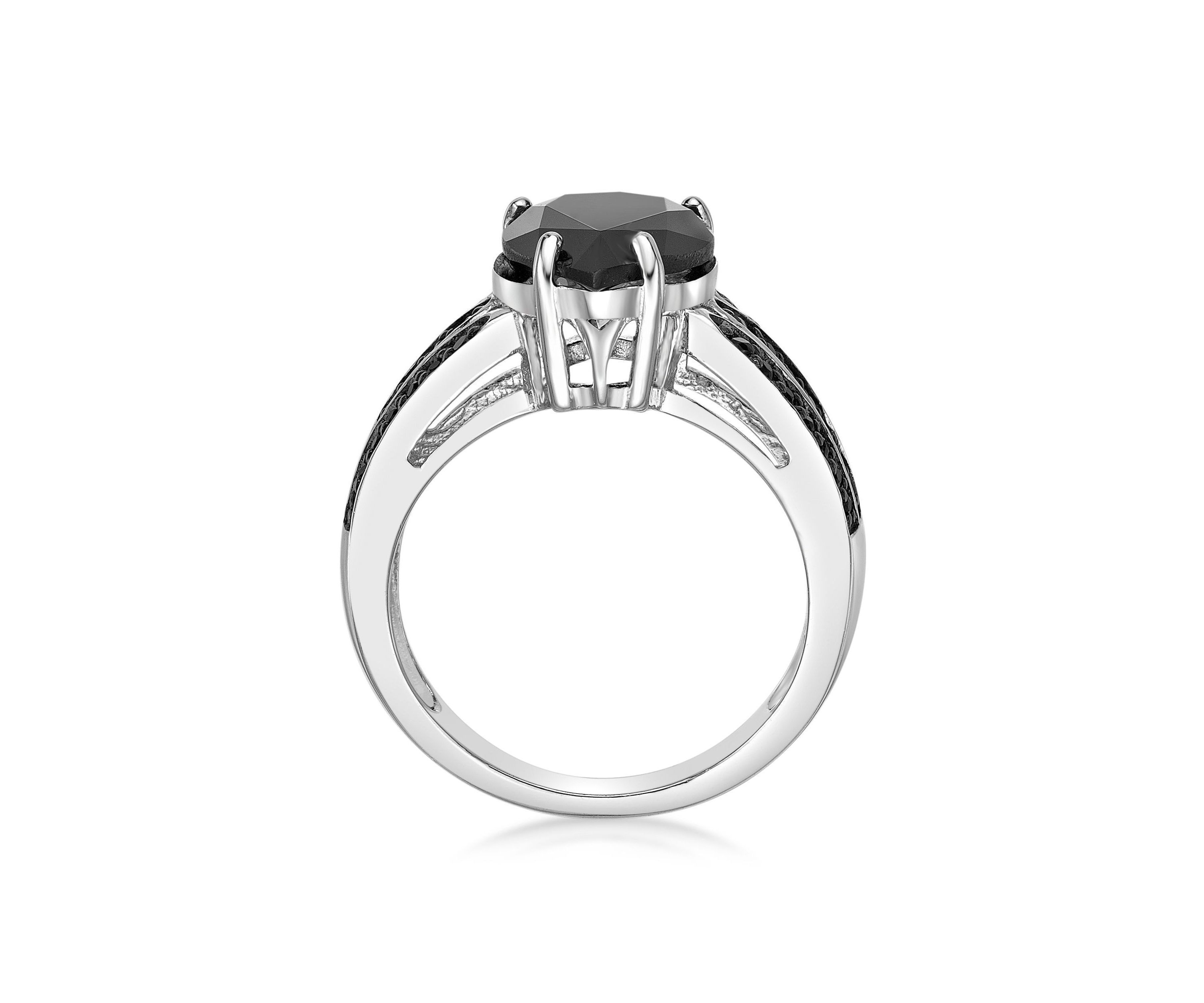 3.4 ct. t.w. Black Onyx and 1/2 ct. t.w. Black Spinel Ring in Sterling Silver