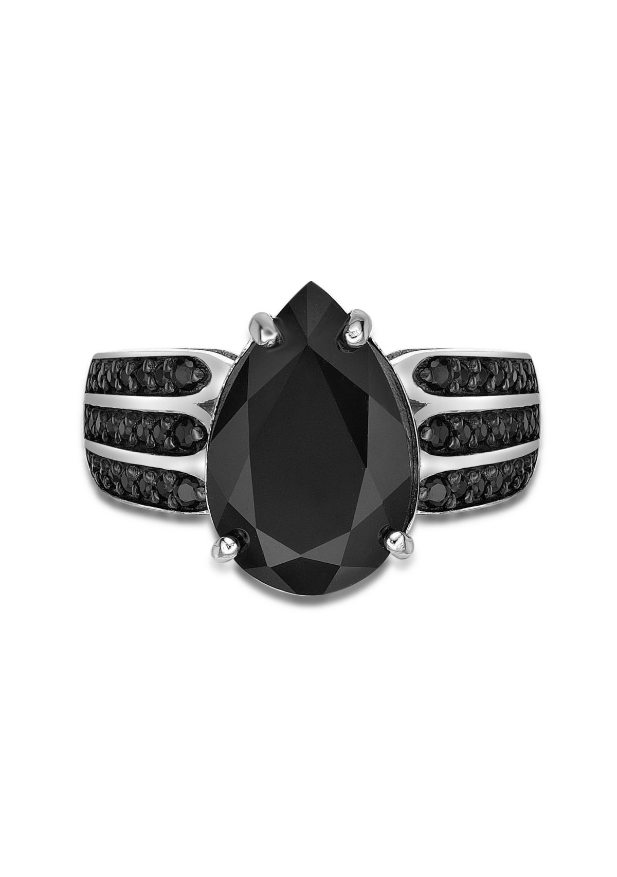 3.4 ct. t.w. Black Onyx and 1/2 ct. t.w. Black Spinel Ring in Sterling Silver