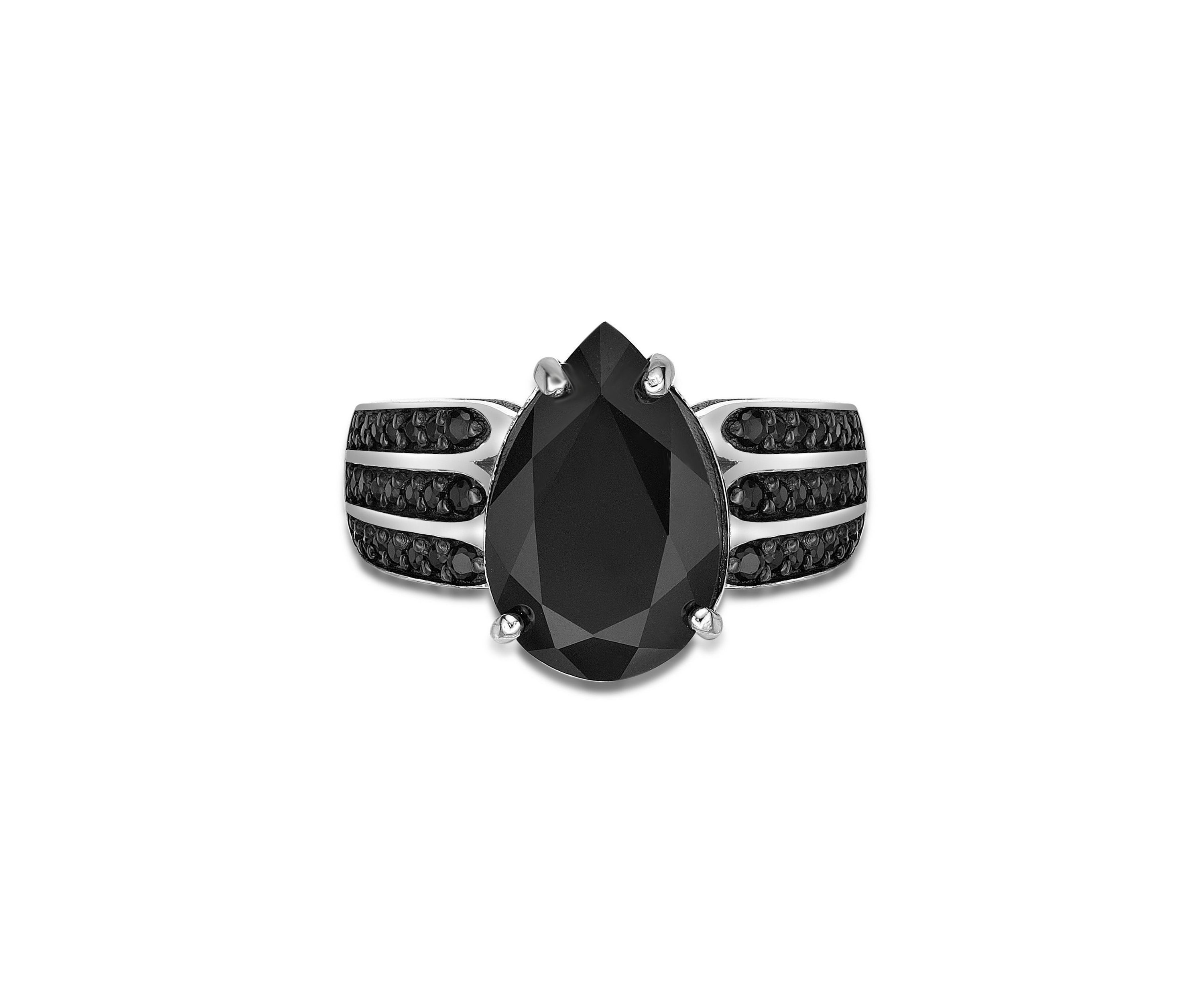 3.4 ct. t.w. Black Onyx and 1/2 ct. t.w. Black Spinel Ring in Sterling Silver