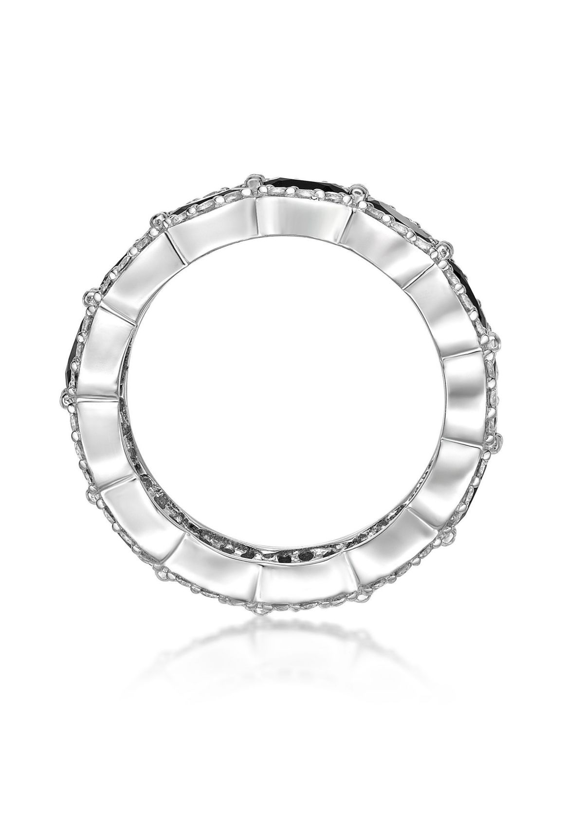 1.43 ct. t.w. Black Onyx and 1 1/5 ct. t.w. Lab-Created White Sapphire Ring in Sterling Silver