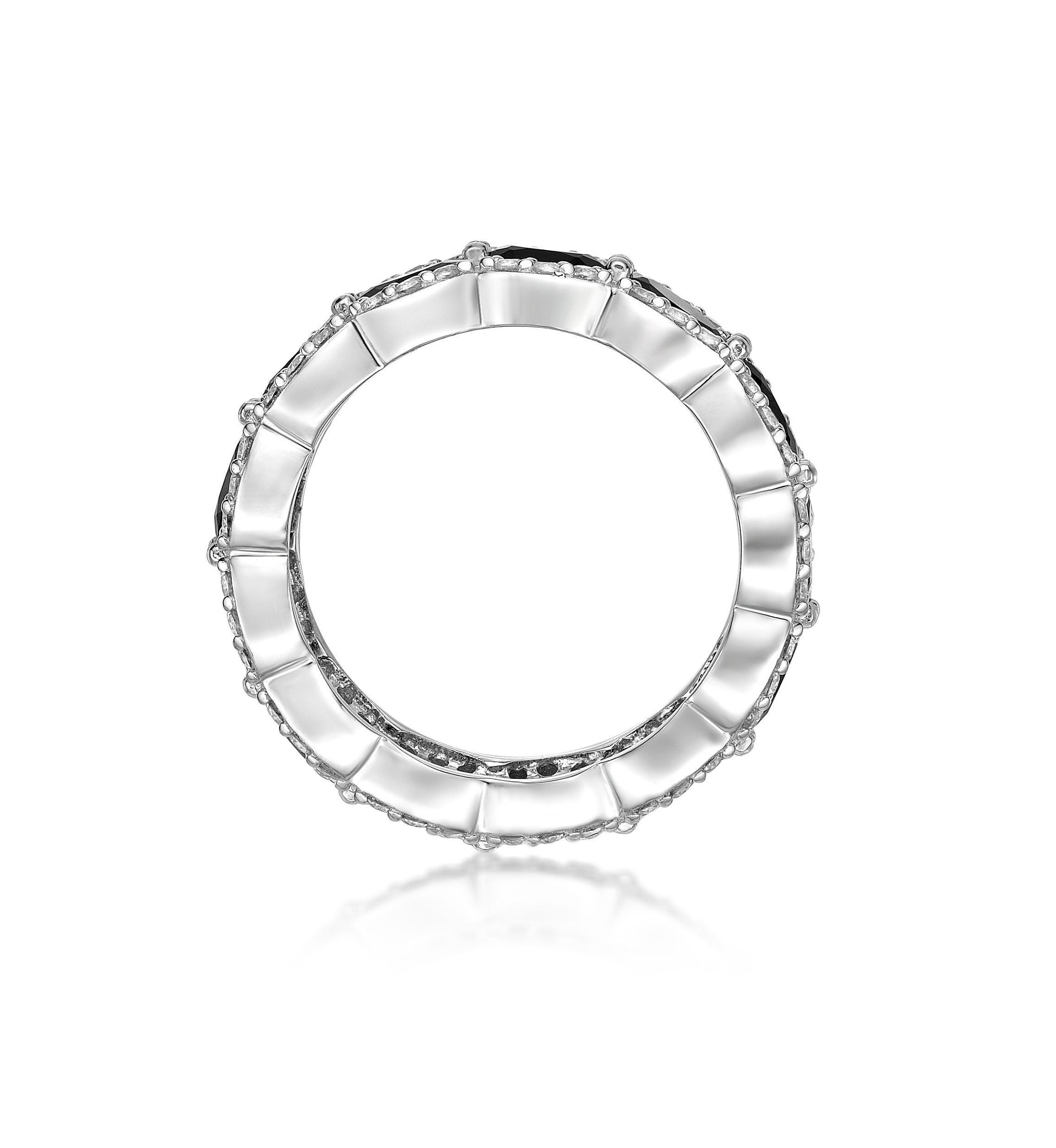 1.43 ct. t.w. Black Onyx and 1 1/5 ct. t.w. Lab-Created White Sapphire Ring in Sterling Silver