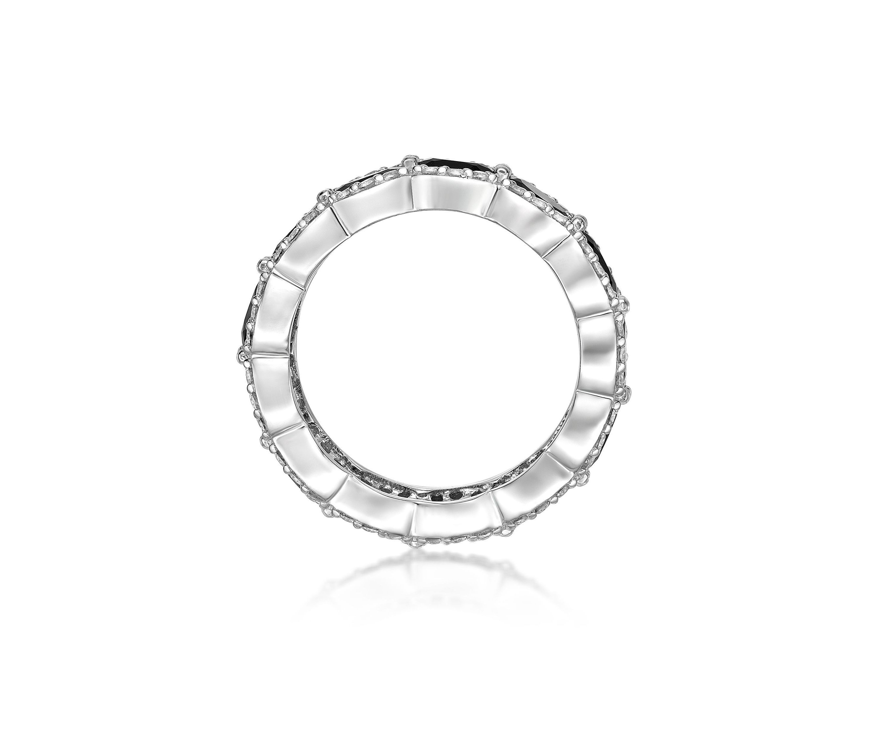 1.43 ct. t.w. Black Onyx and 1 1/5 ct. t.w. Lab-Created White Sapphire Ring in Sterling Silver