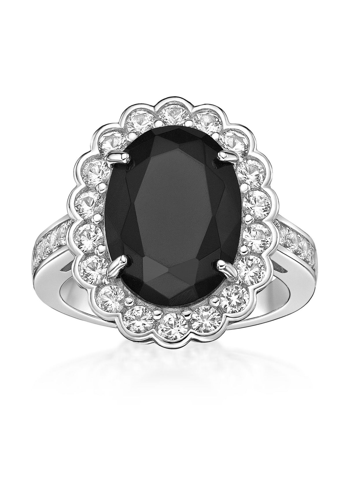 5 ct. t.w. Black Onyx and 7/8 ct. t.w. White Topaz Ring in Sterling Silver