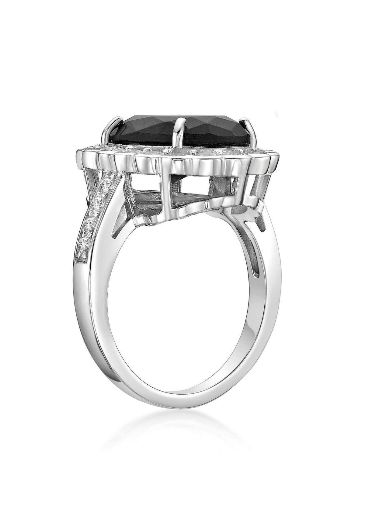 5 ct. t.w. Black Onyx and 7/8 ct. t.w. White Topaz Ring in Sterling Silver