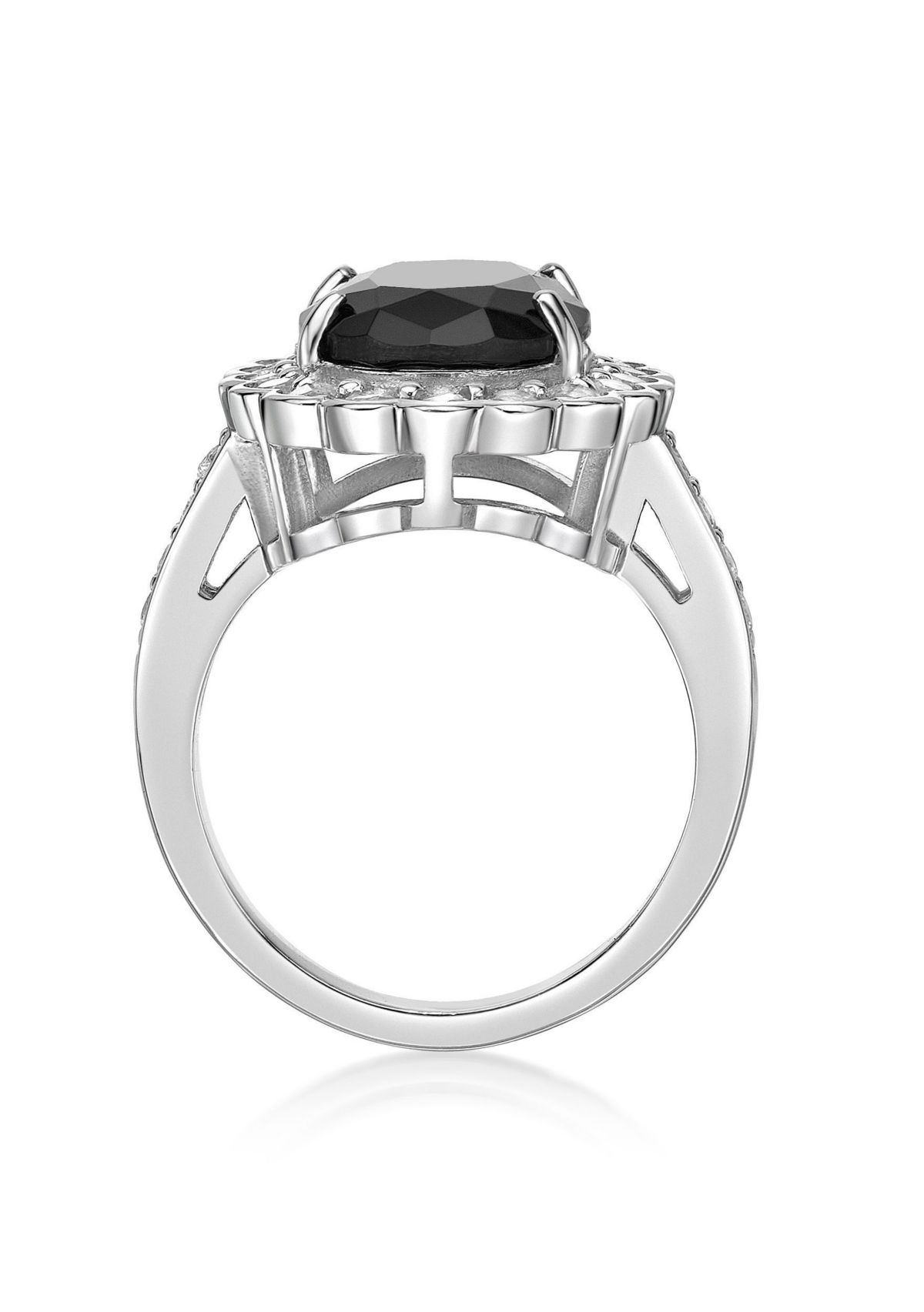 5 ct. t.w. Black Onyx and 7/8 ct. t.w. White Topaz Ring in Sterling Silver