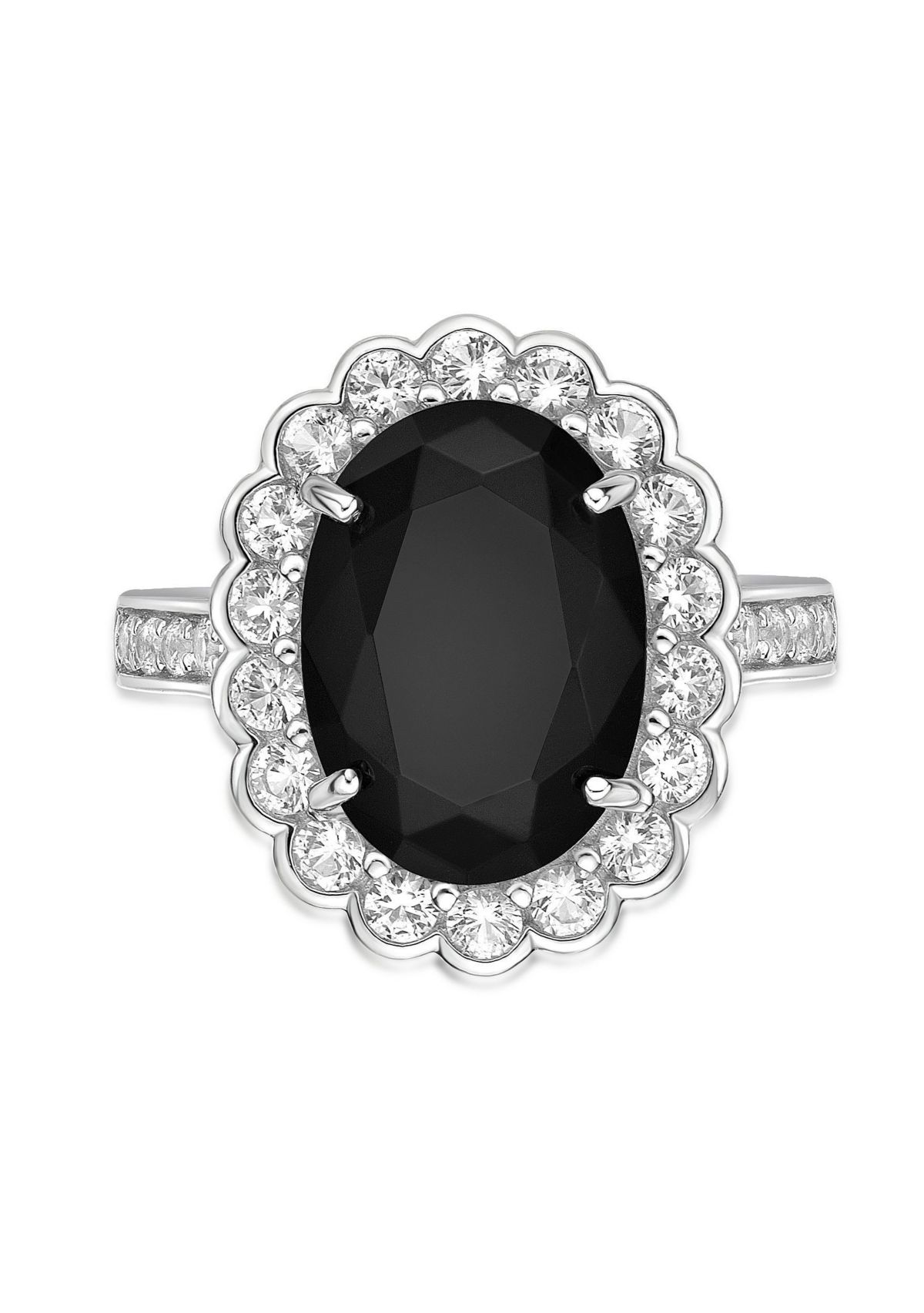 5 ct. t.w. Black Onyx and 7/8 ct. t.w. White Topaz Ring in Sterling Silver