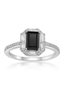 Gemminded 0.75 ct. t.w. Black Onyx and 5/8 ct. t.w. Lab-Created White Sapphire Ring in Sterling Silver