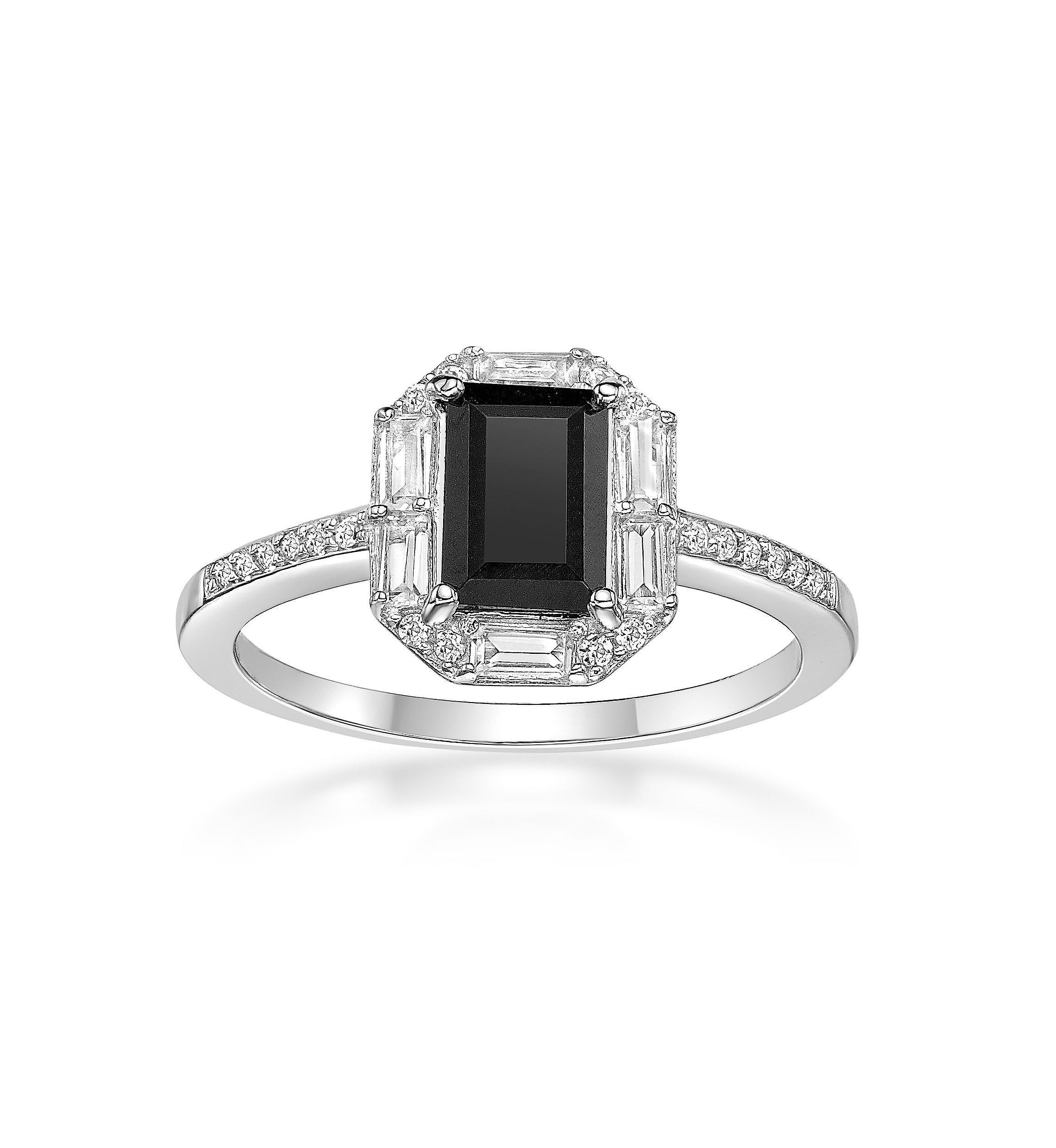 0.75 ct. t.w. Black Onyx and 5/8 ct. t.w. Lab-Created White Sapphire Ring in Sterling Silver
