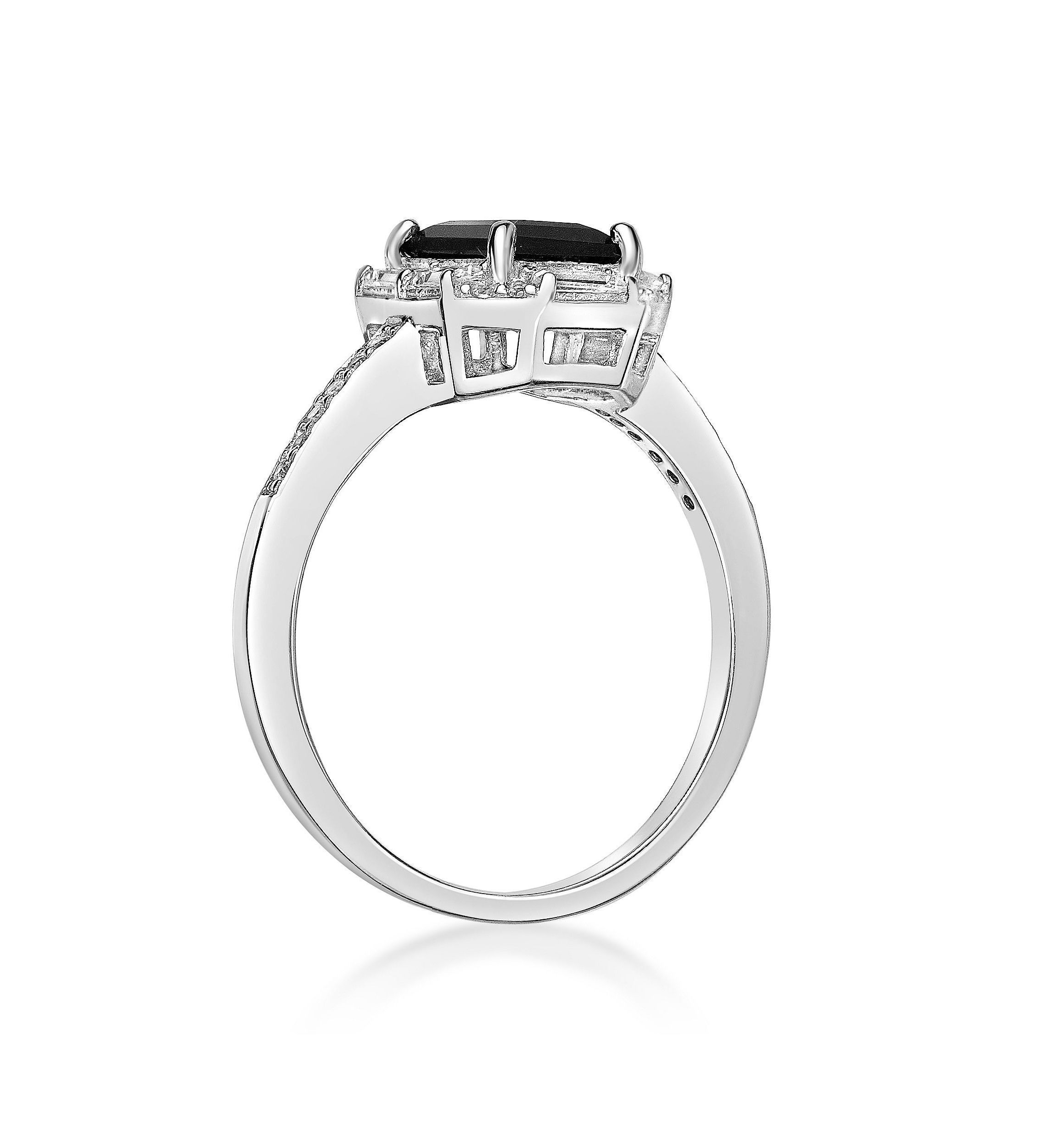 0.75 ct. t.w. Black Onyx and 5/8 ct. t.w. Lab-Created White Sapphire Ring in Sterling Silver