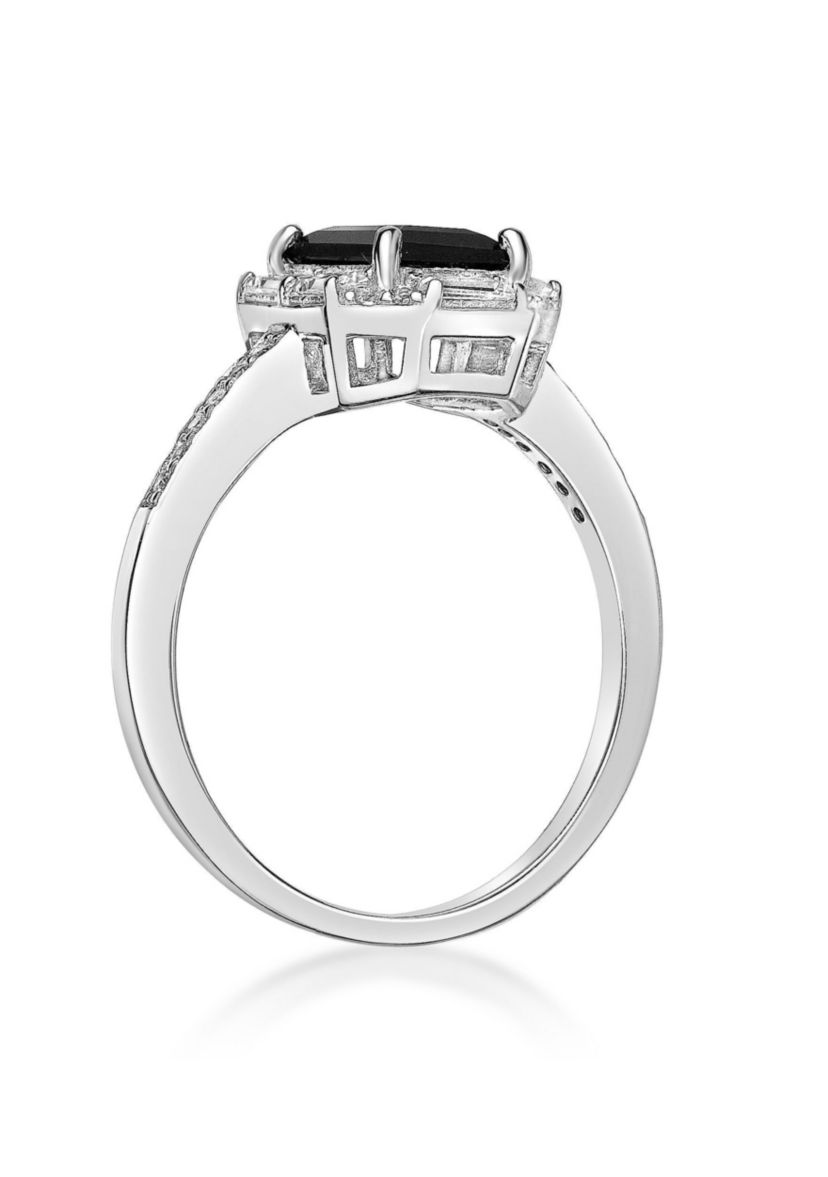 0.75 ct. t.w. Black Onyx and 5/8 ct. t.w. Lab-Created White Sapphire Ring in Sterling Silver
