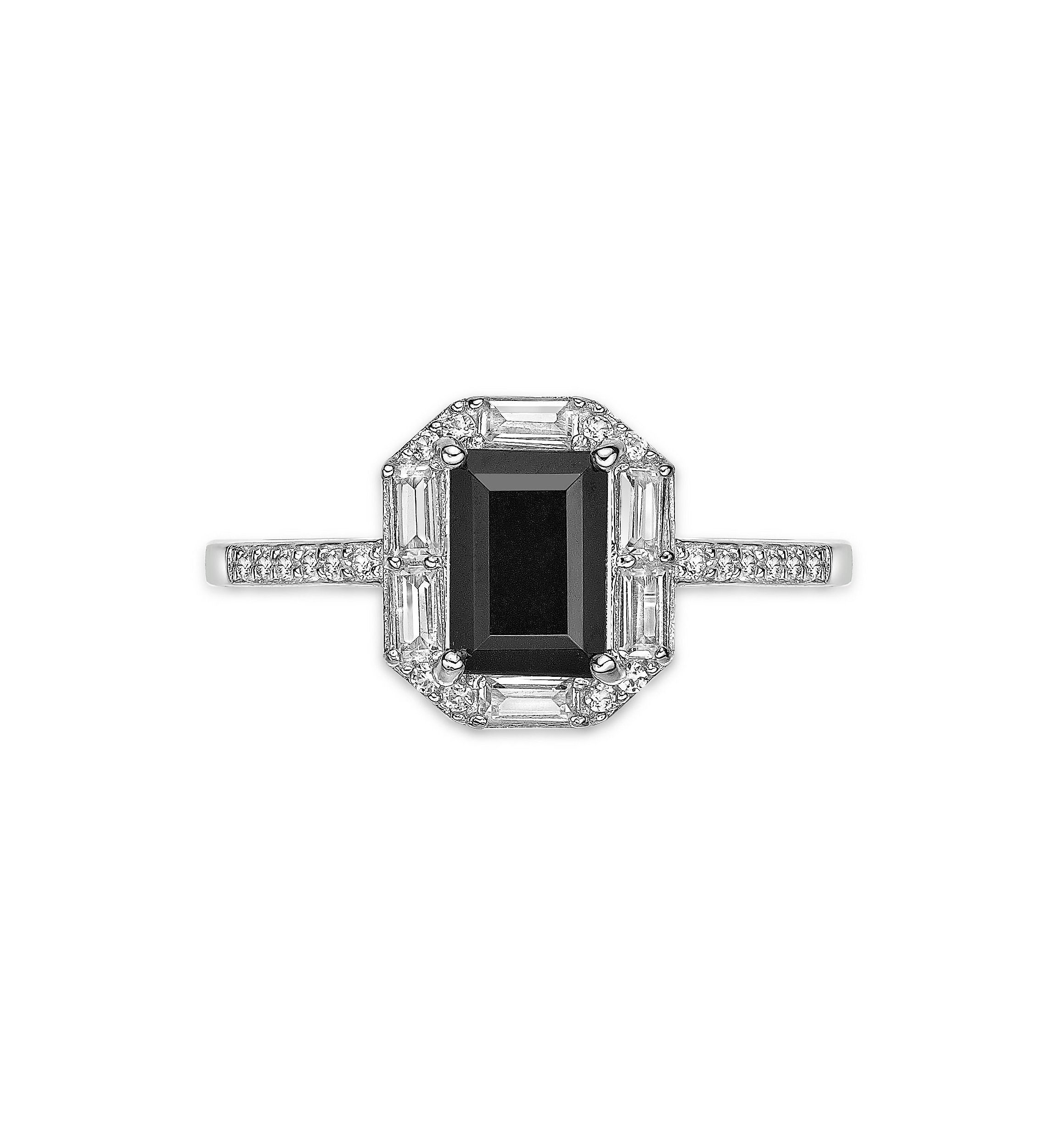 0.75 ct. t.w. Black Onyx and 5/8 ct. t.w. Lab-Created White Sapphire Ring in Sterling Silver