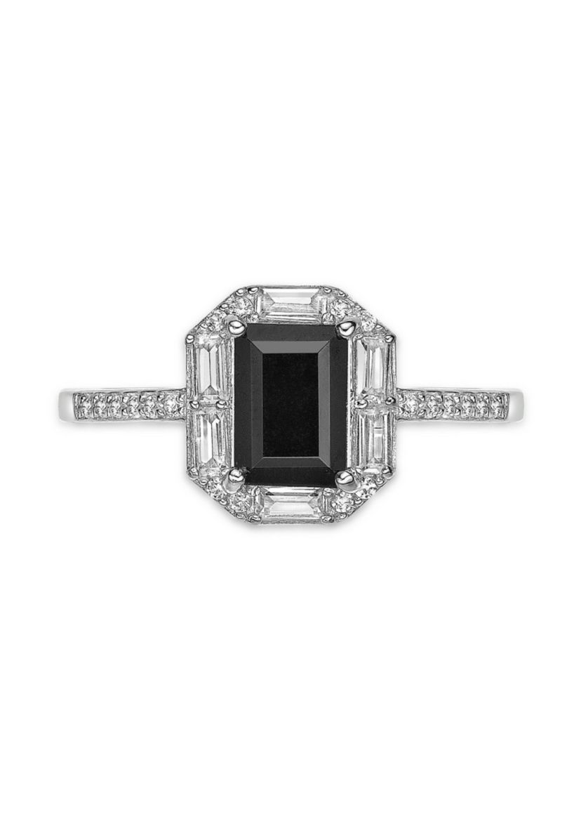 0.75 ct. t.w. Black Onyx and 5/8 ct. t.w. Lab-Created White Sapphire Ring in Sterling Silver