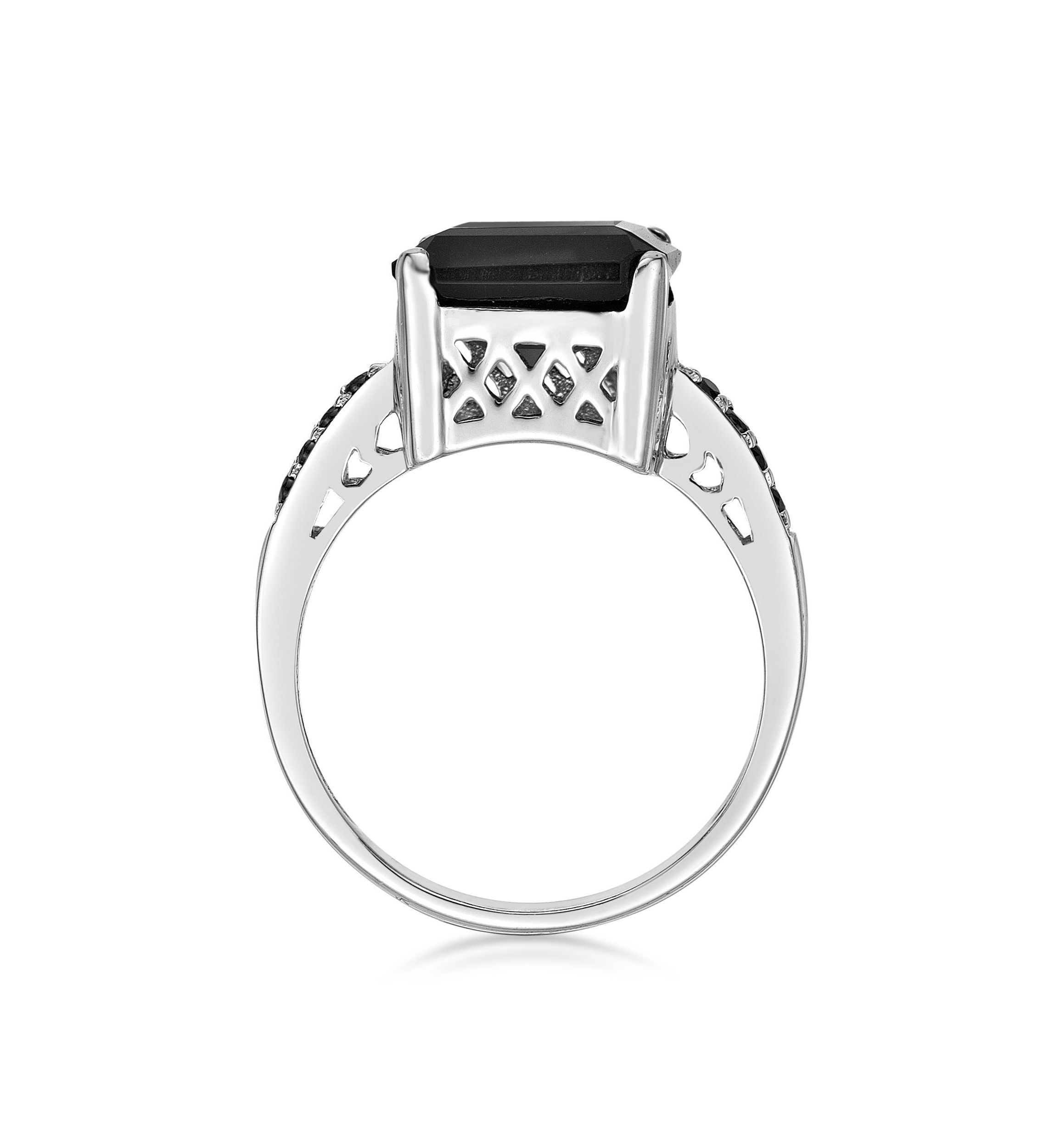 6.25 ct. t.w. Black Onyx and 1/7 ct. t.w. Black Spinel Ring in Sterling Silver