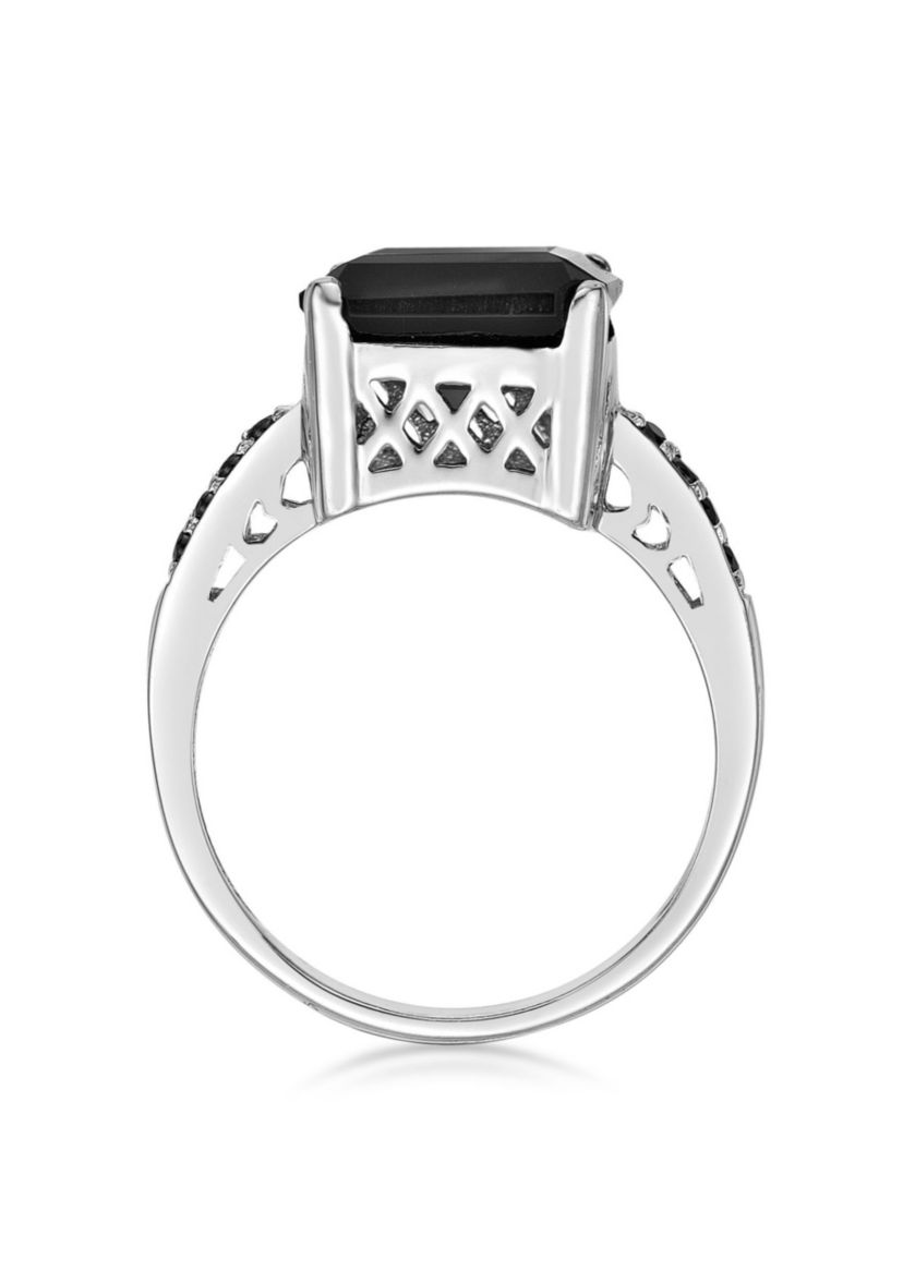 6.25 ct. t.w. Black Onyx and 1/7 ct. t.w. Black Spinel Ring in Sterling Silver
