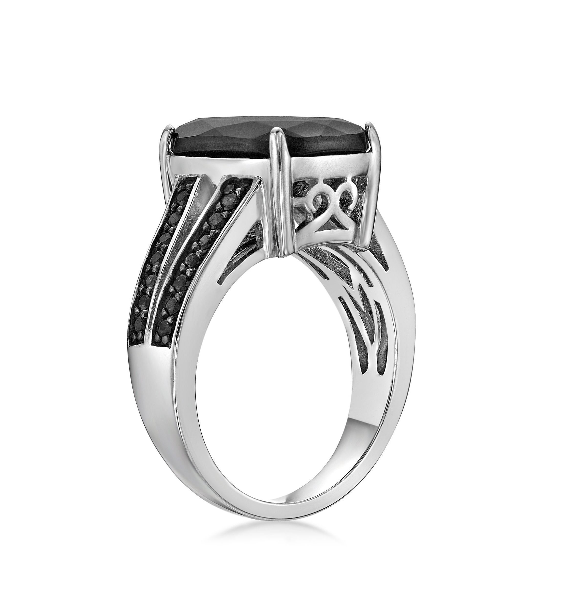 7.5 ct. t.w. Black Onyx and 1/2 ct. t.w. Black Spinel Ring in Sterling Silver