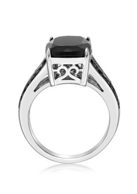 7.5 ct. t.w. Black Onyx and 1/2 Spinel Ring Sterling Silver