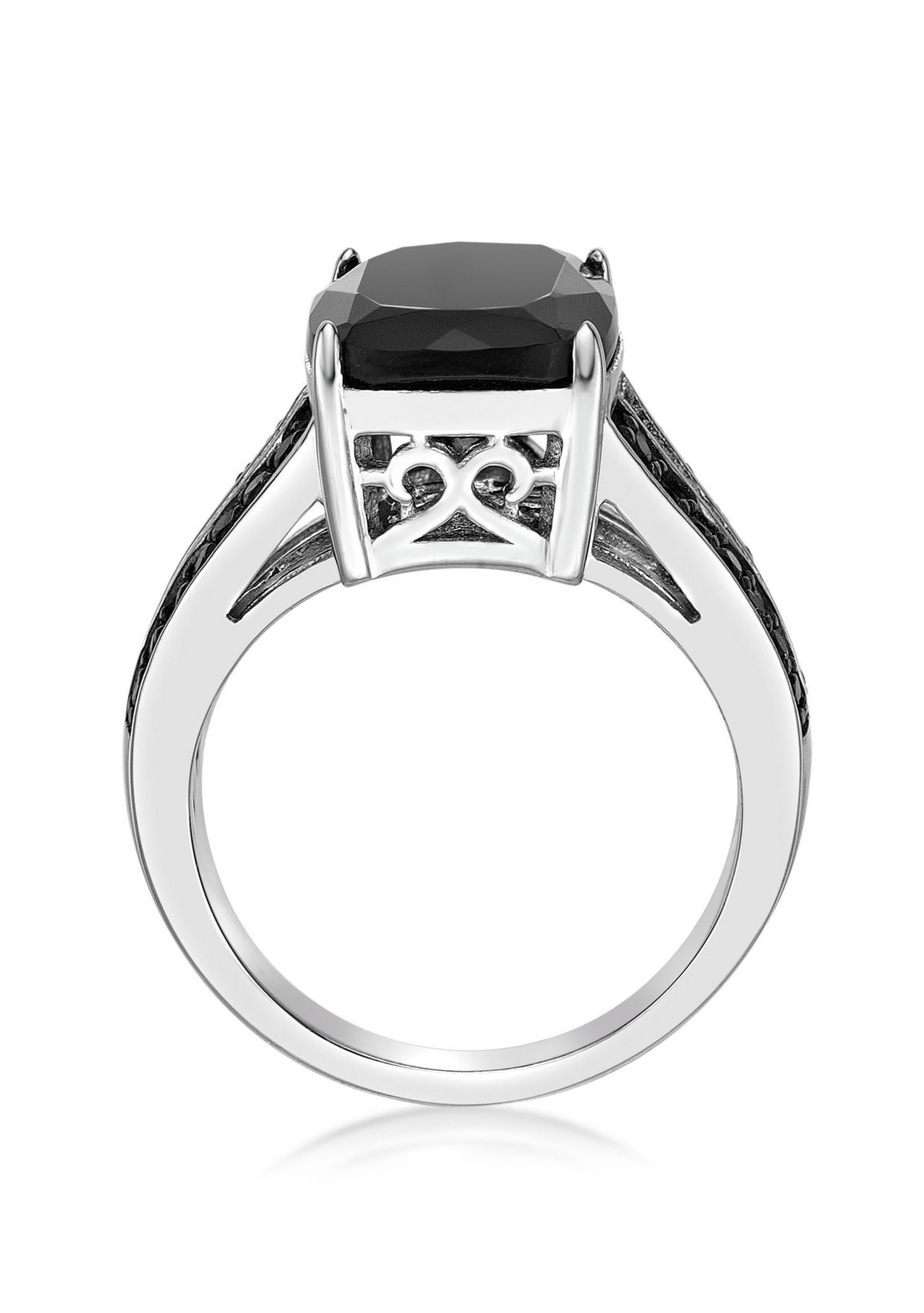 7.5 ct. t.w. Black Onyx and 1/2 ct. t.w. Black Spinel Ring in Sterling Silver