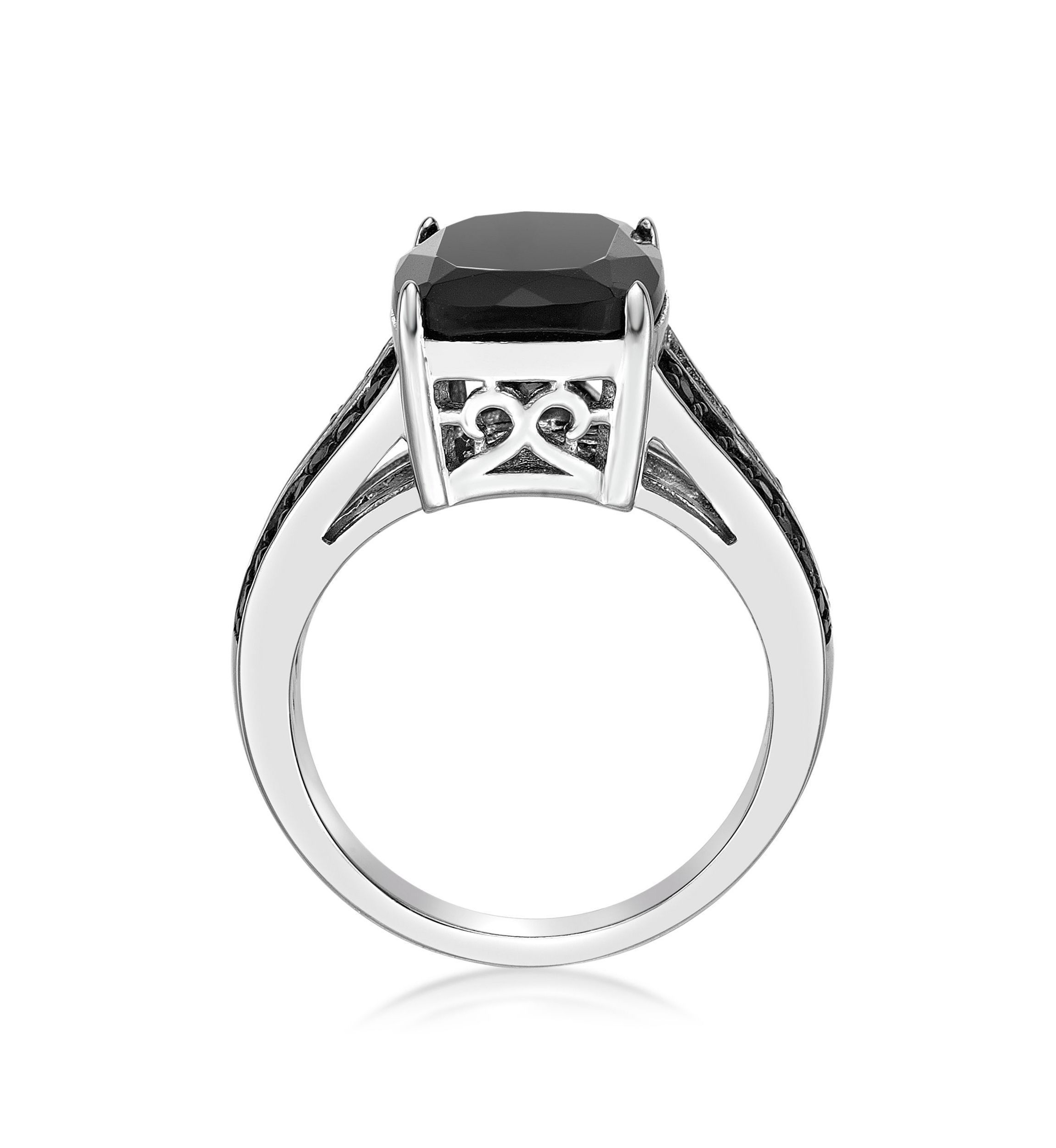 7.5 ct. t.w. Black Onyx and 1/2 ct. t.w. Black Spinel Ring in Sterling Silver