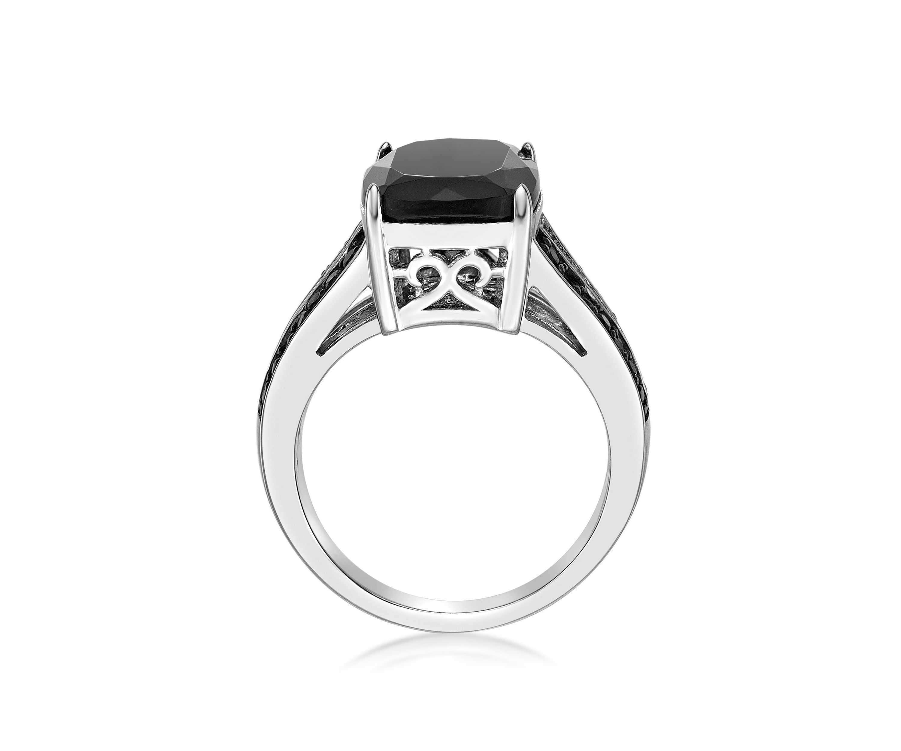 7.5 ct. t.w. Black Onyx and 1/2 ct. t.w. Black Spinel Ring in Sterling Silver
