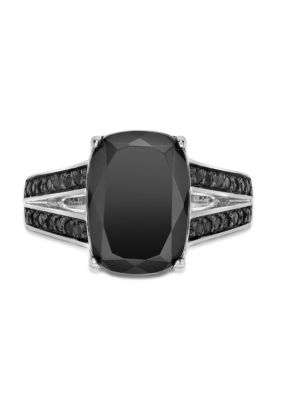 7.5 ct. t.w. Black Onyx and 1/2 Spinel Ring Sterling Silver