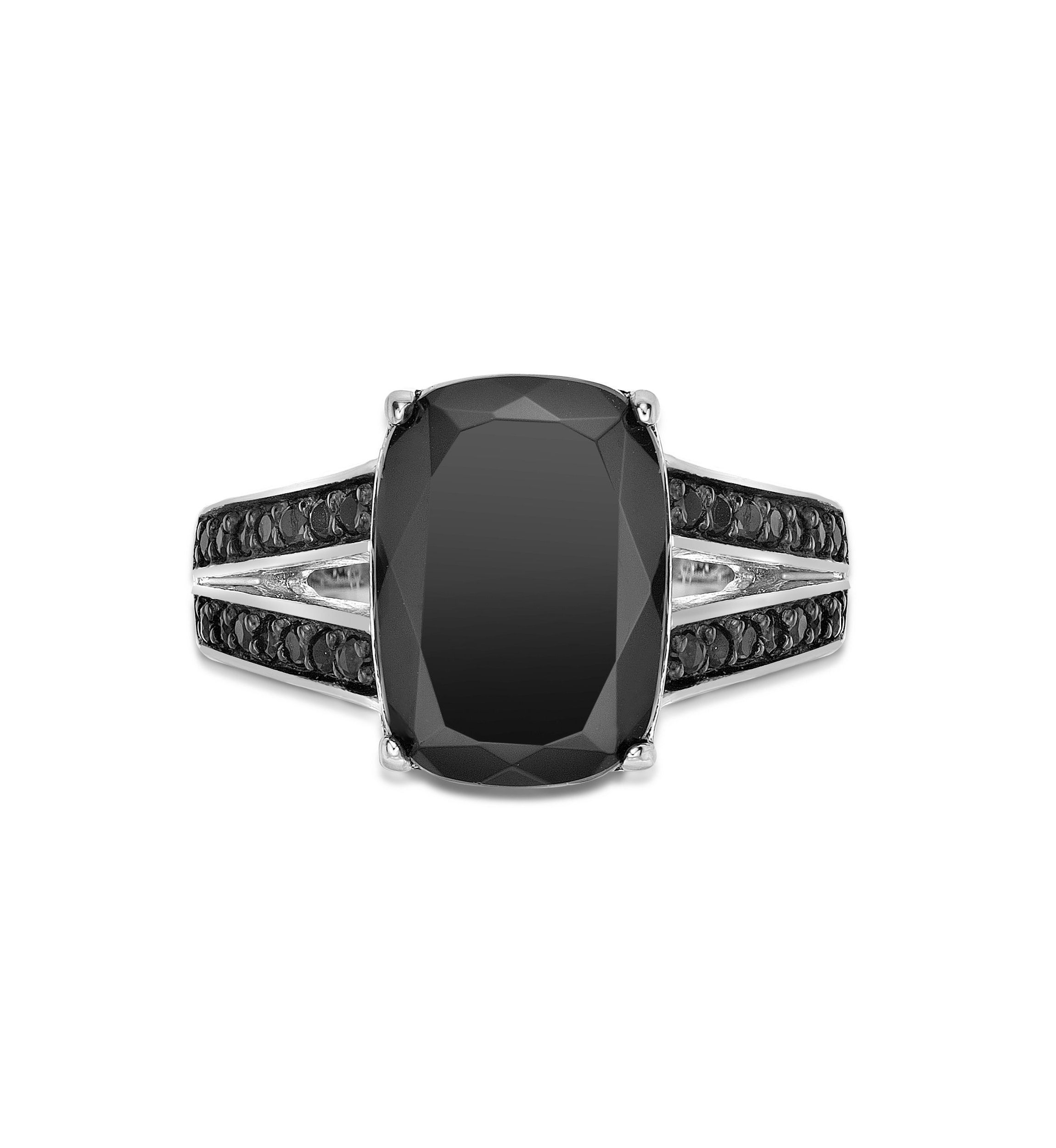 7.5 ct. t.w. Black Onyx and 1/2 ct. t.w. Black Spinel Ring in Sterling Silver